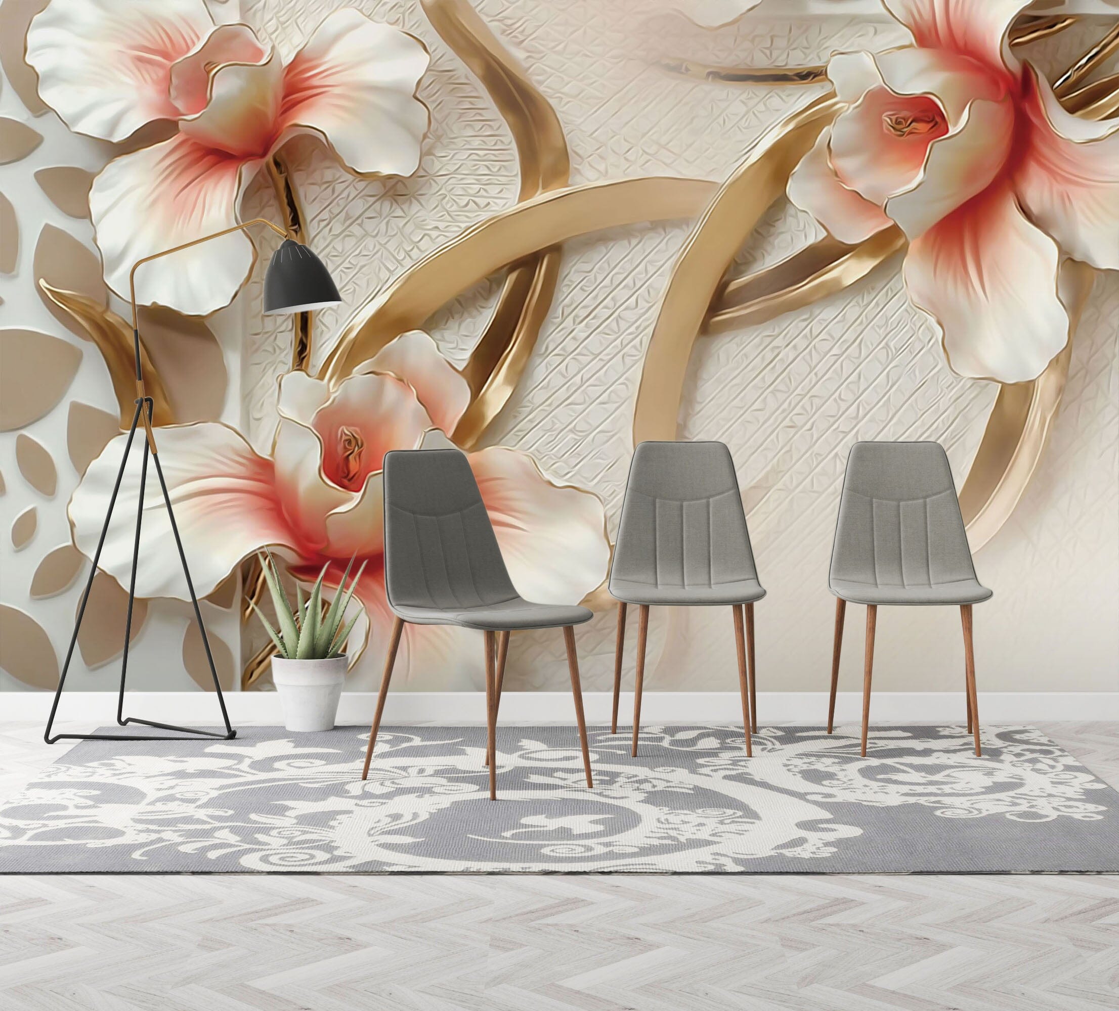 3D Embossed Flower 018 Wall Murals Wallpaper AJ Wallpaper 2