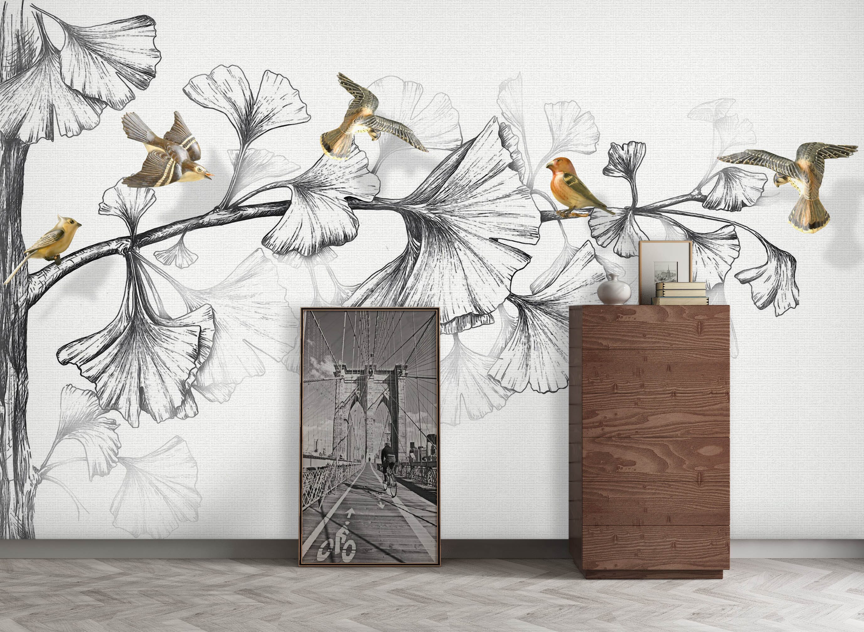 3D Sketch Bird 1035 Wall Murals Wallpaper AJ Wallpaper 2