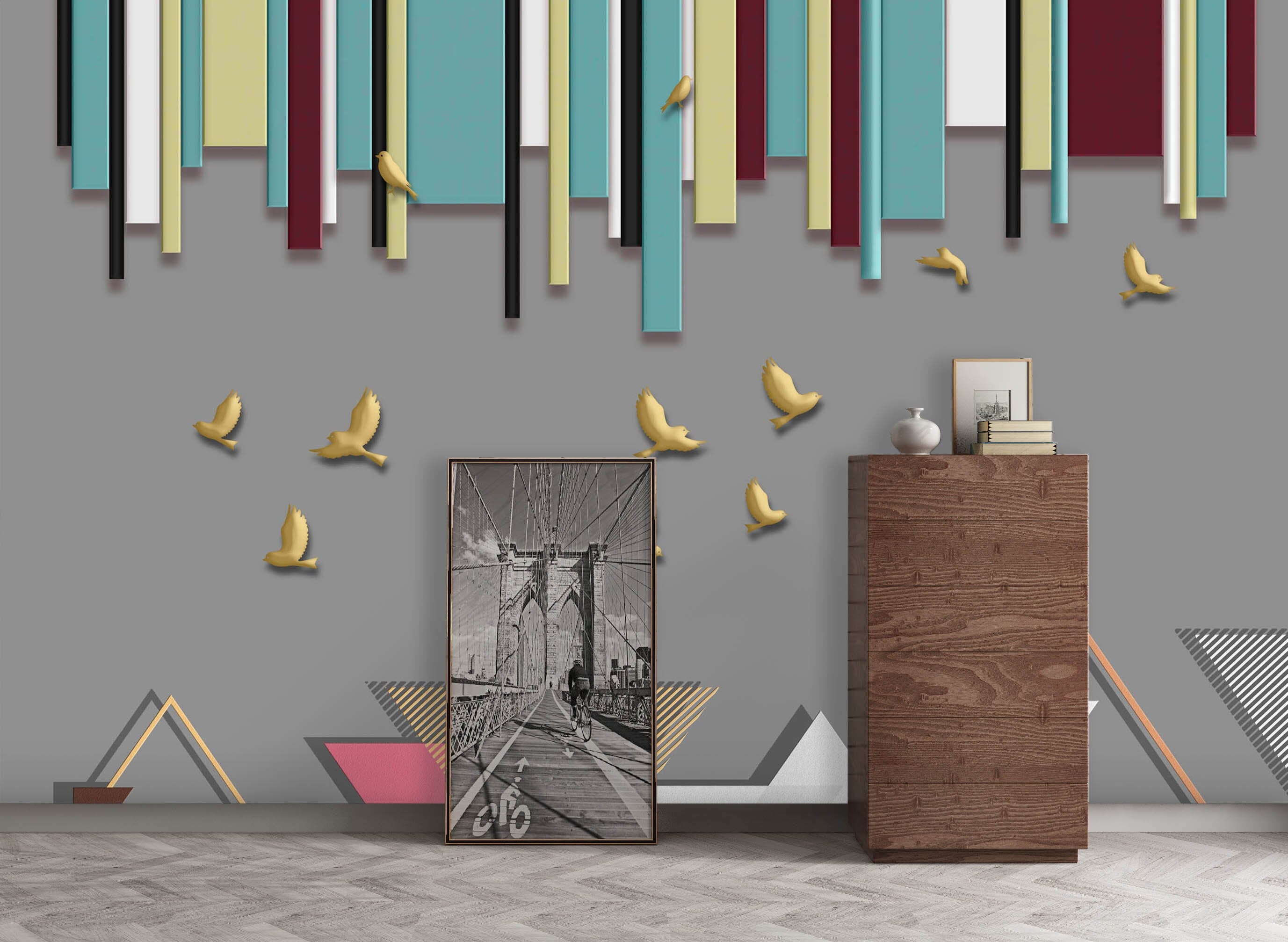 3D Golden Dove 1008 Wall Murals Wallpaper AJ Wallpaper 2