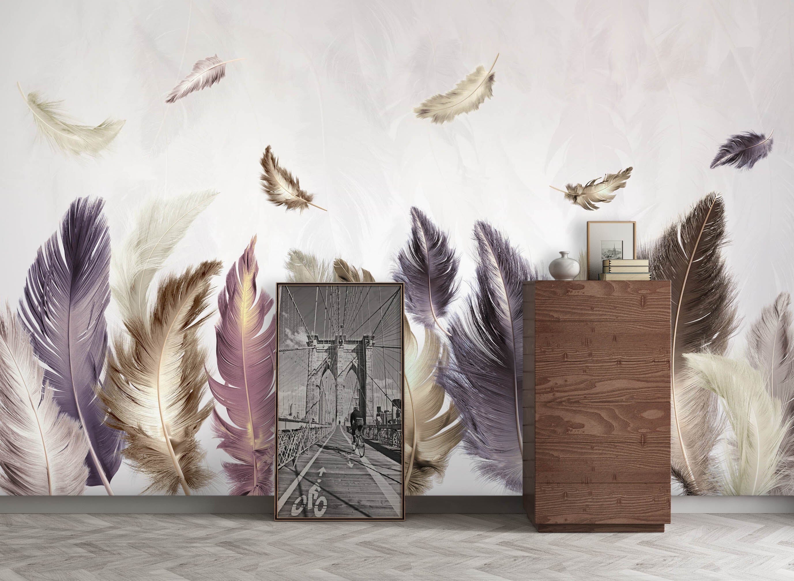 3D Yellow Feather 1038 Wall Murals Wallpaper AJ Wallpaper 2