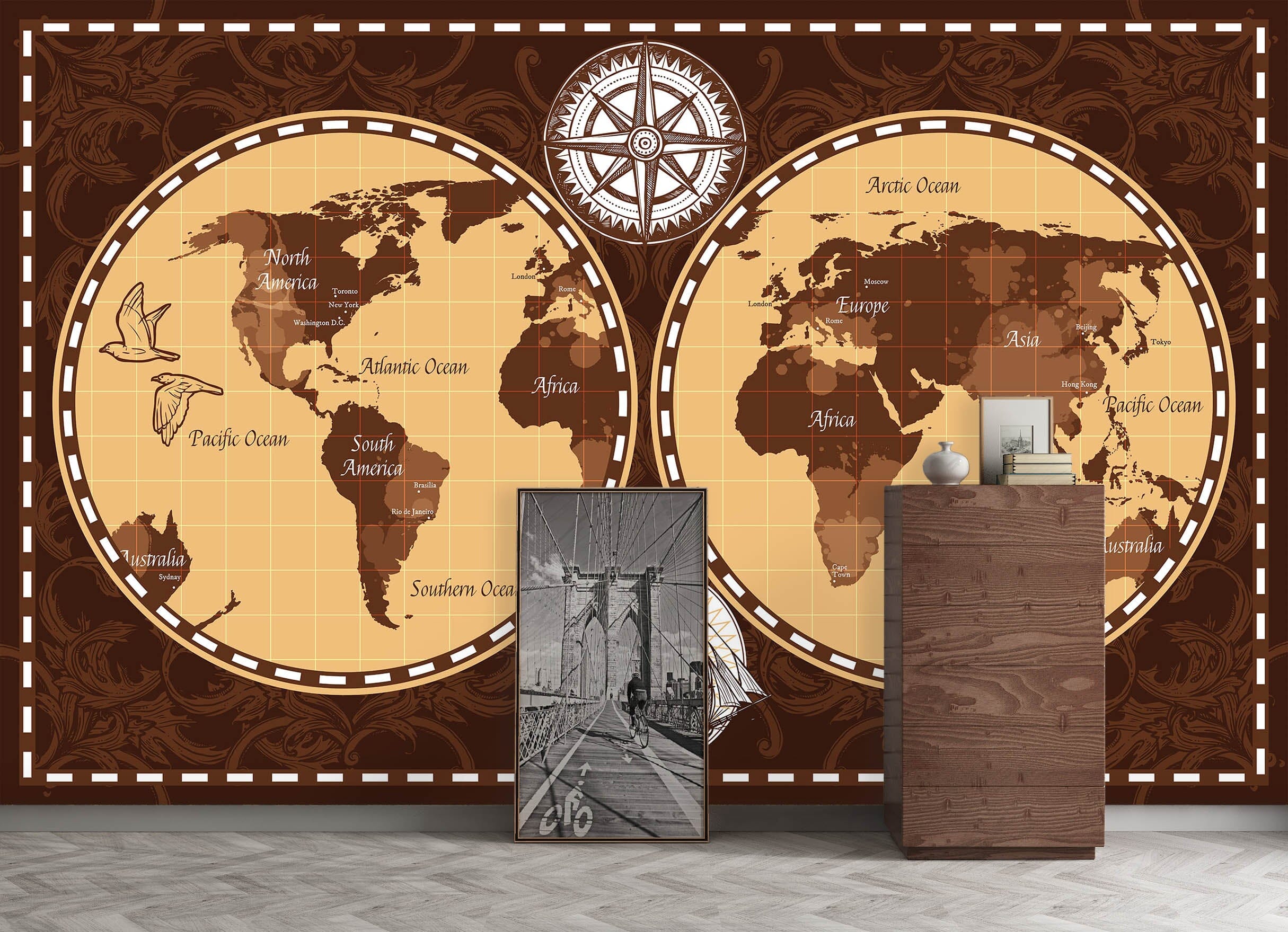 3D Abstract Dolphin 2068 World Map Wall Murals Wallpaper AJ Wallpaper 2