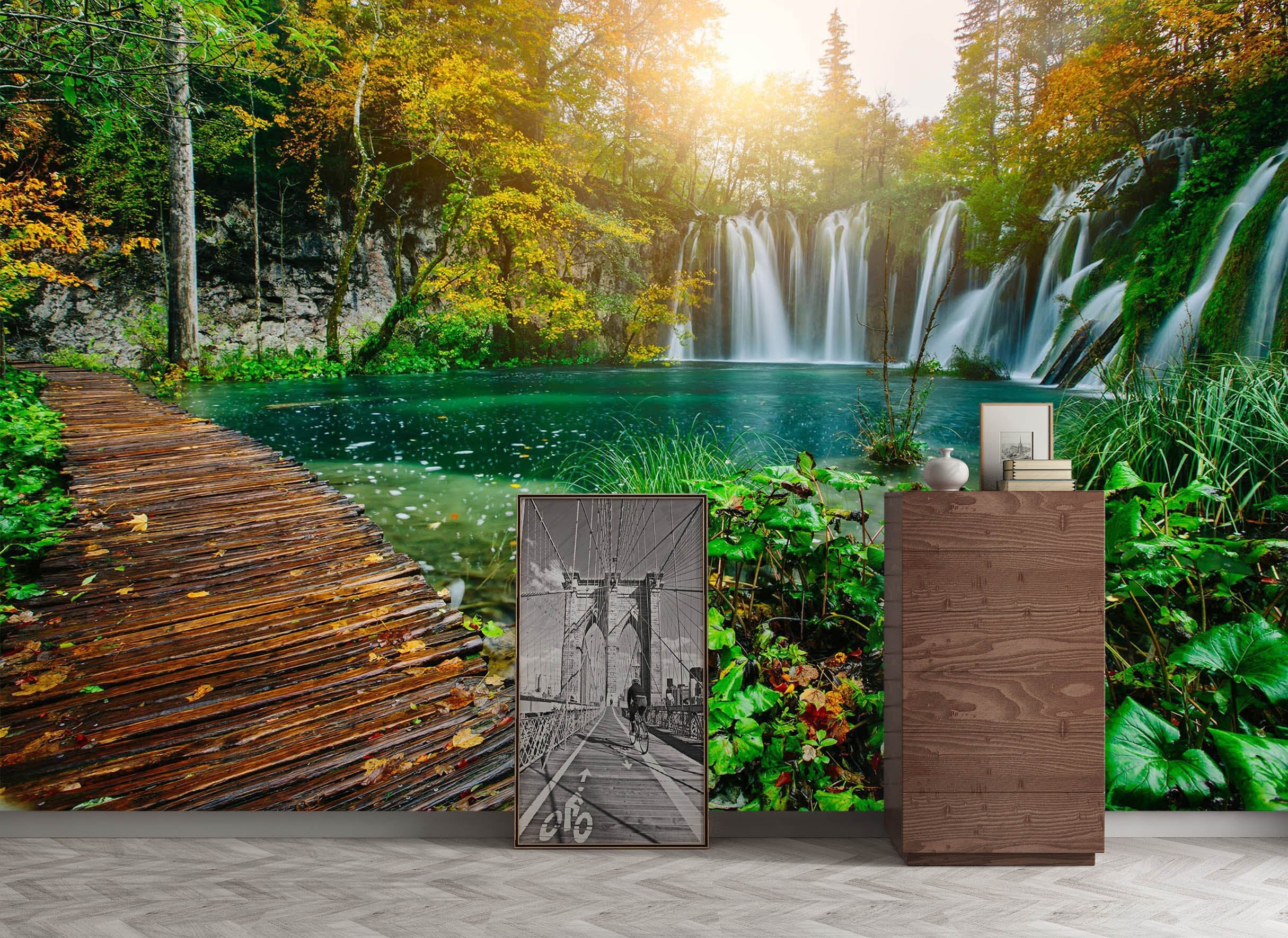 3D Waterfall Lake 1121 Wall Murals Wallpaper AJ Wallpaper 2