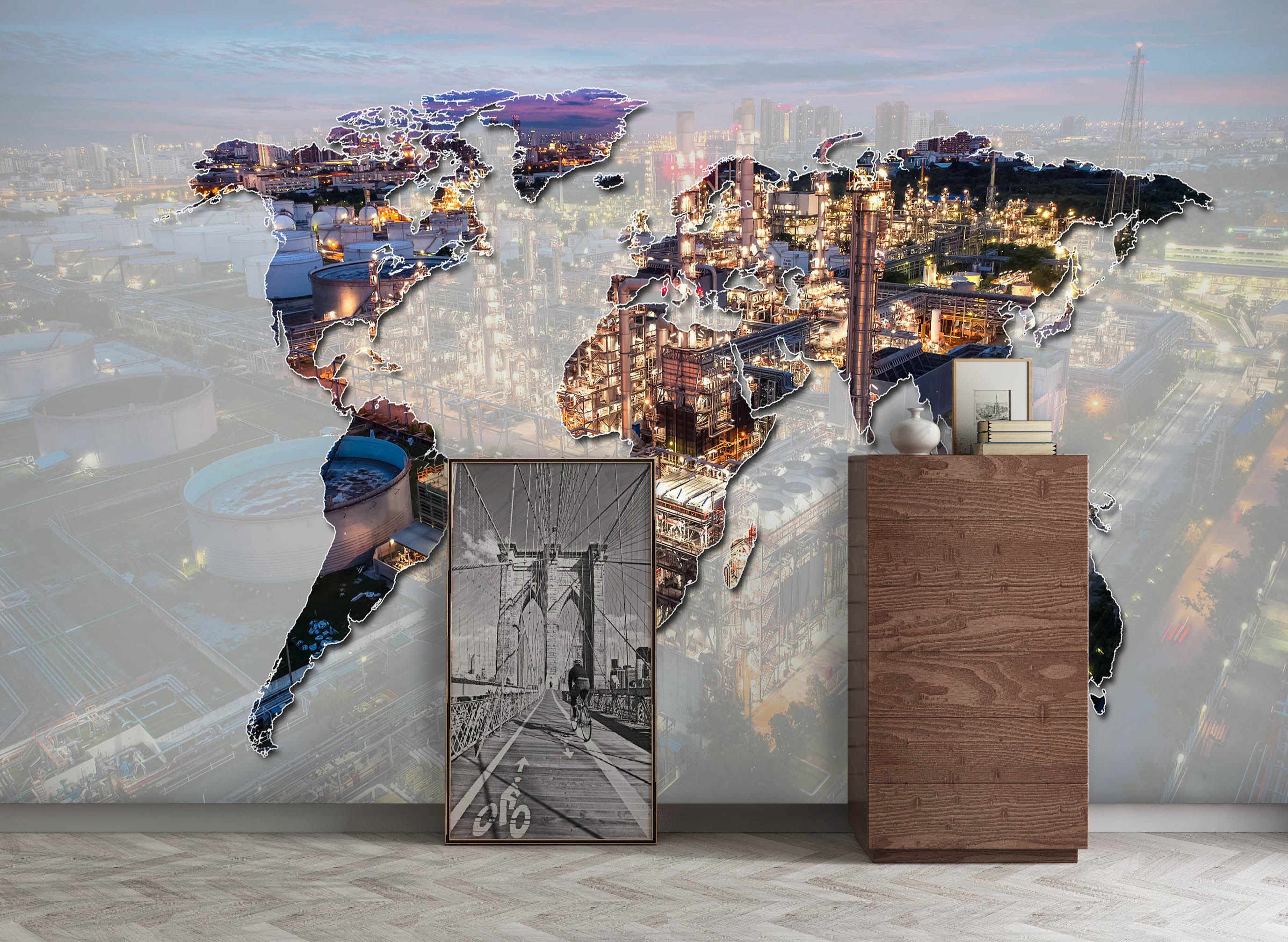 3D Building World Map 1092 Wall Murals Wallpaper AJ Wallpaper 2