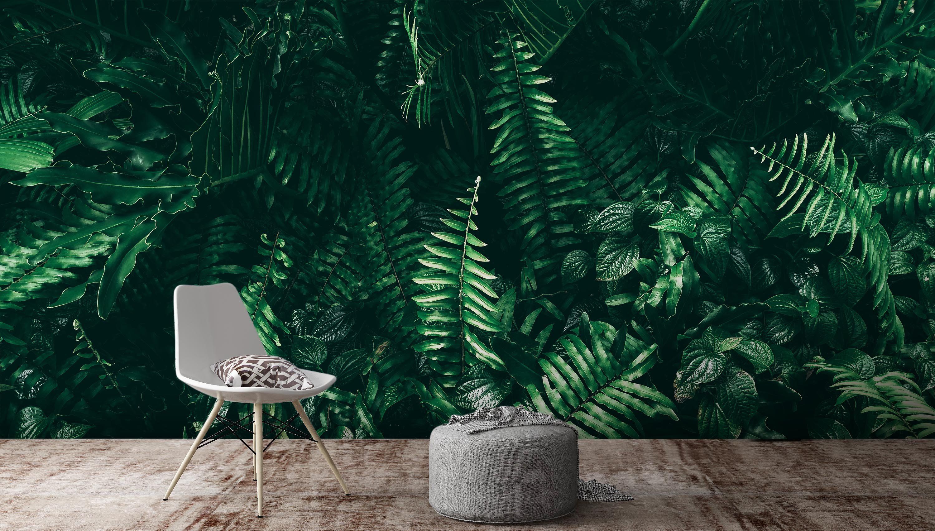 3D Deep Green Leaf Plant Wall 5356 Wallpaper AJ Wallpaper 2