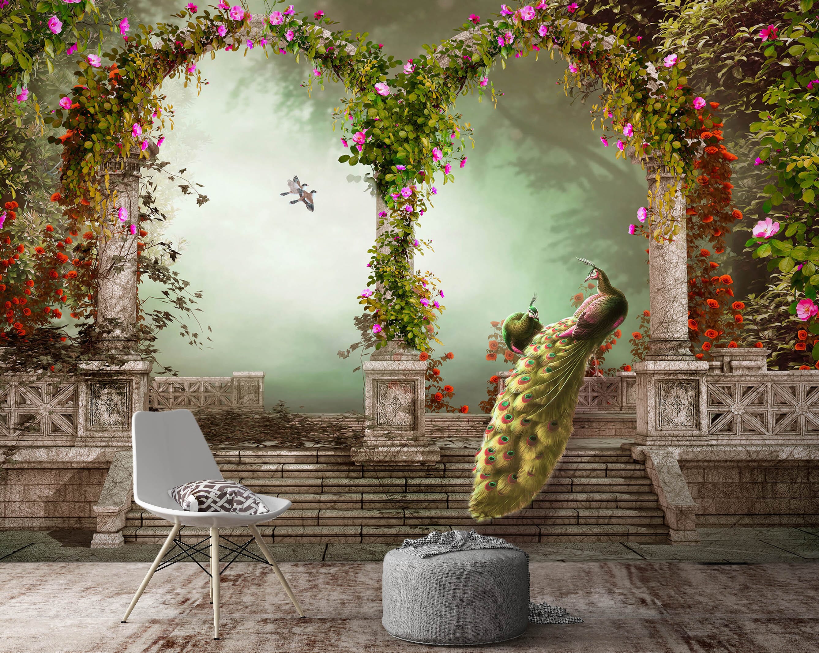 3D Arch Peacock 1109 Wall Murals Wallpaper AJ Wallpaper 2