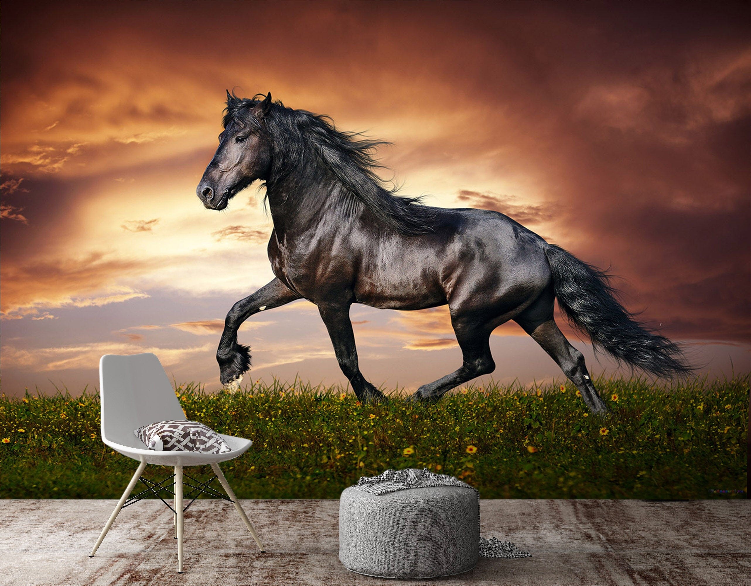 3D Strong Black Horse 305 Wall Murals Wallpaper AJ Wallpaper 2