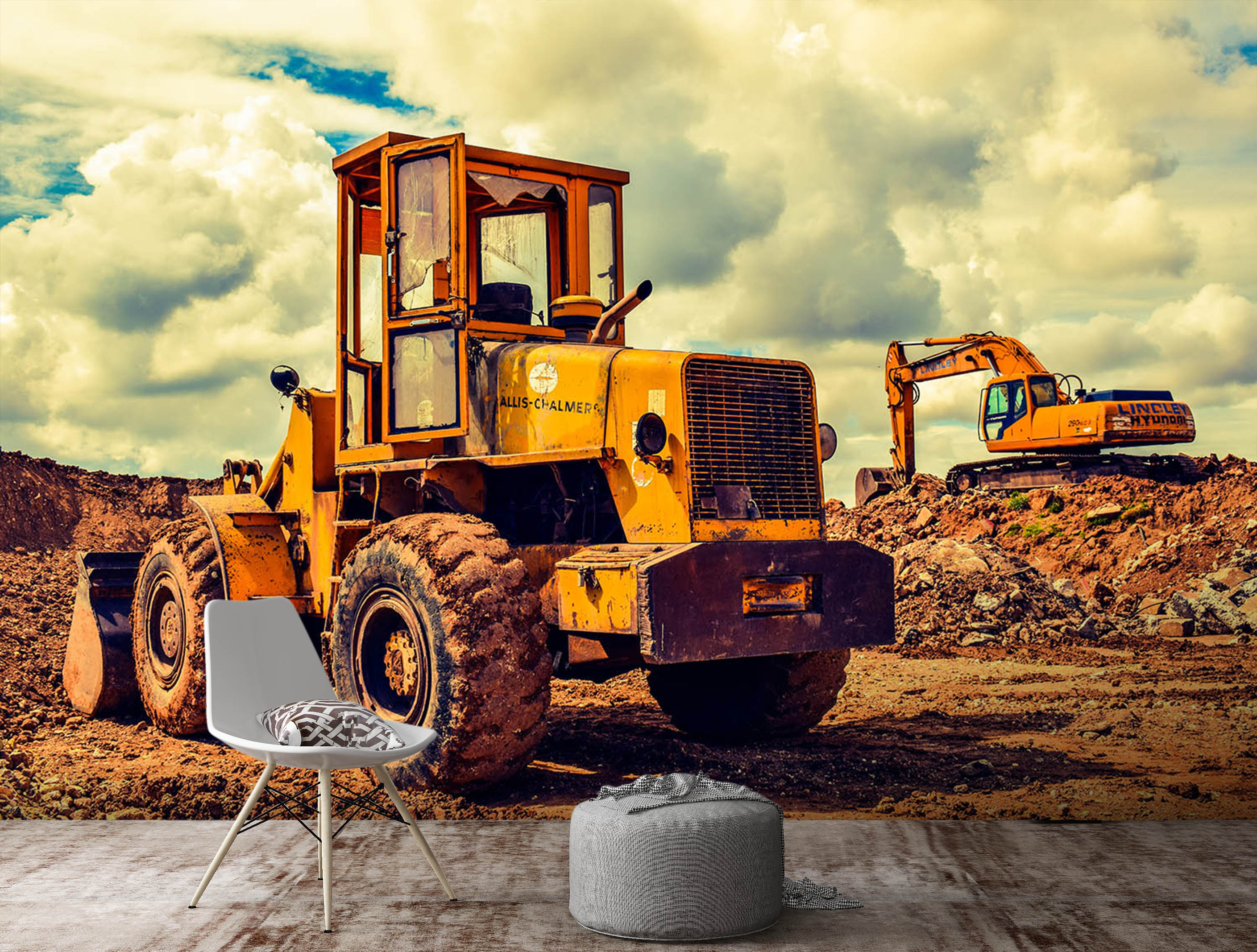 3D Excavator Land 031 Vehicle Wall Murals