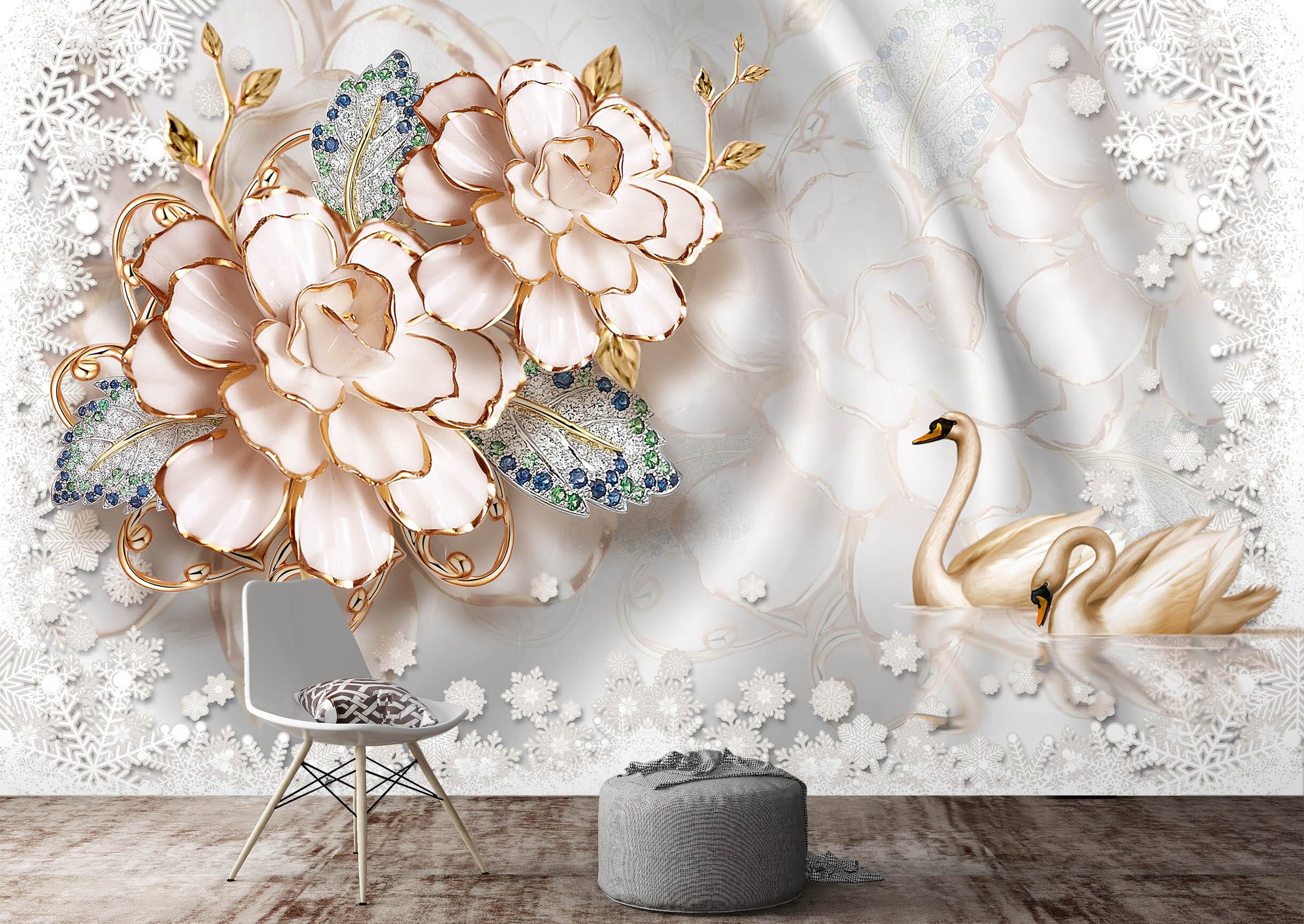 3D Pink Flowers 1534 Wall Murals Wallpaper AJ Wallpaper 2