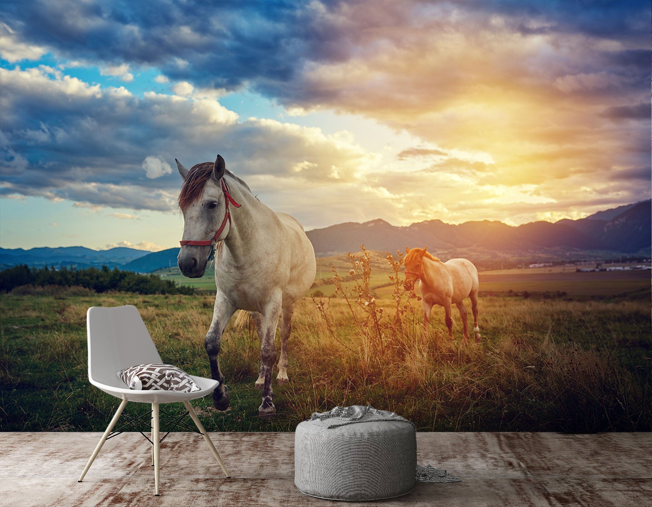 3D Sunset Horse 127 Wall Murals Wallpaper AJ Wallpaper 2