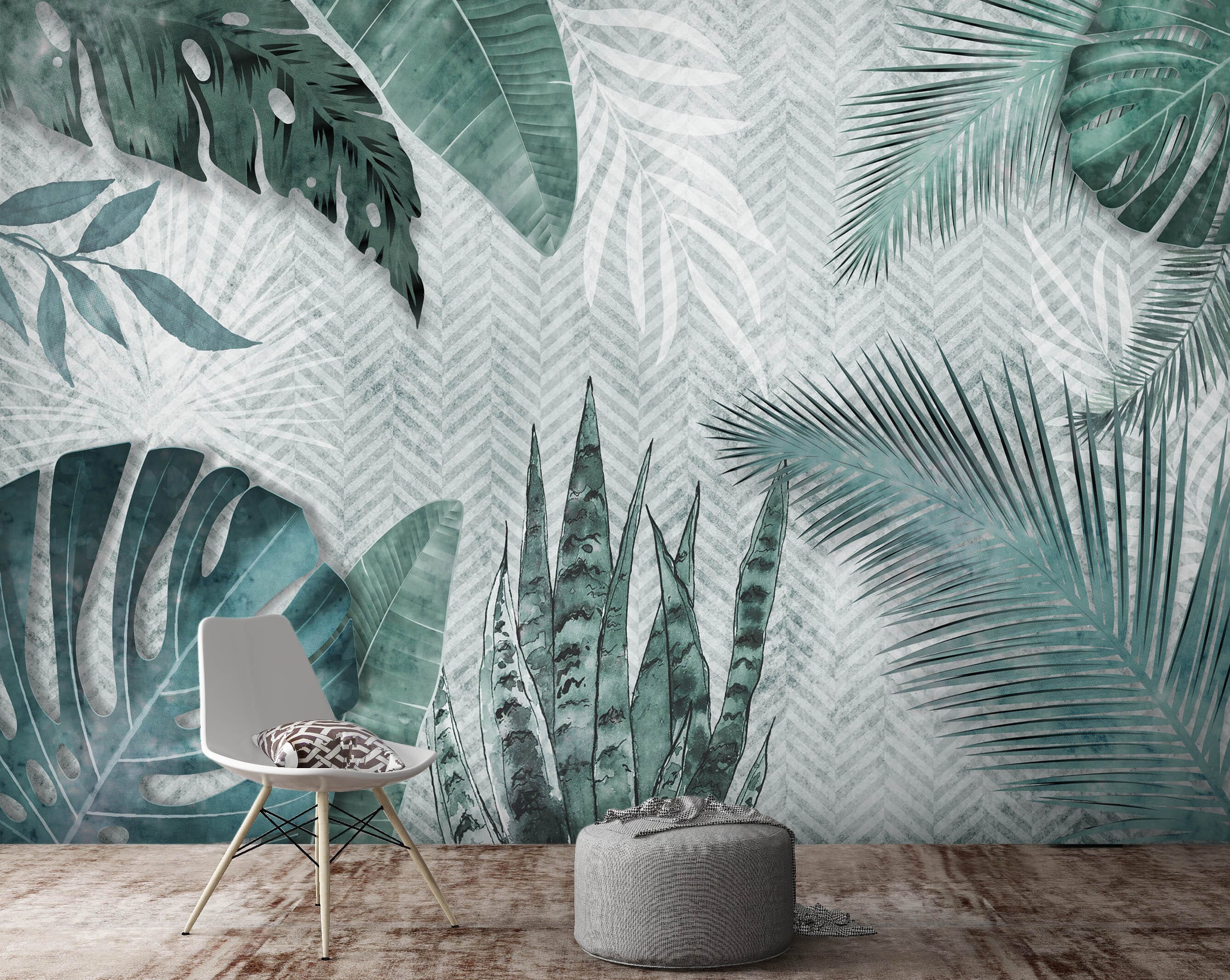 3D Green Leaves 1076 Wall Murals Wallpaper AJ Wallpaper 2