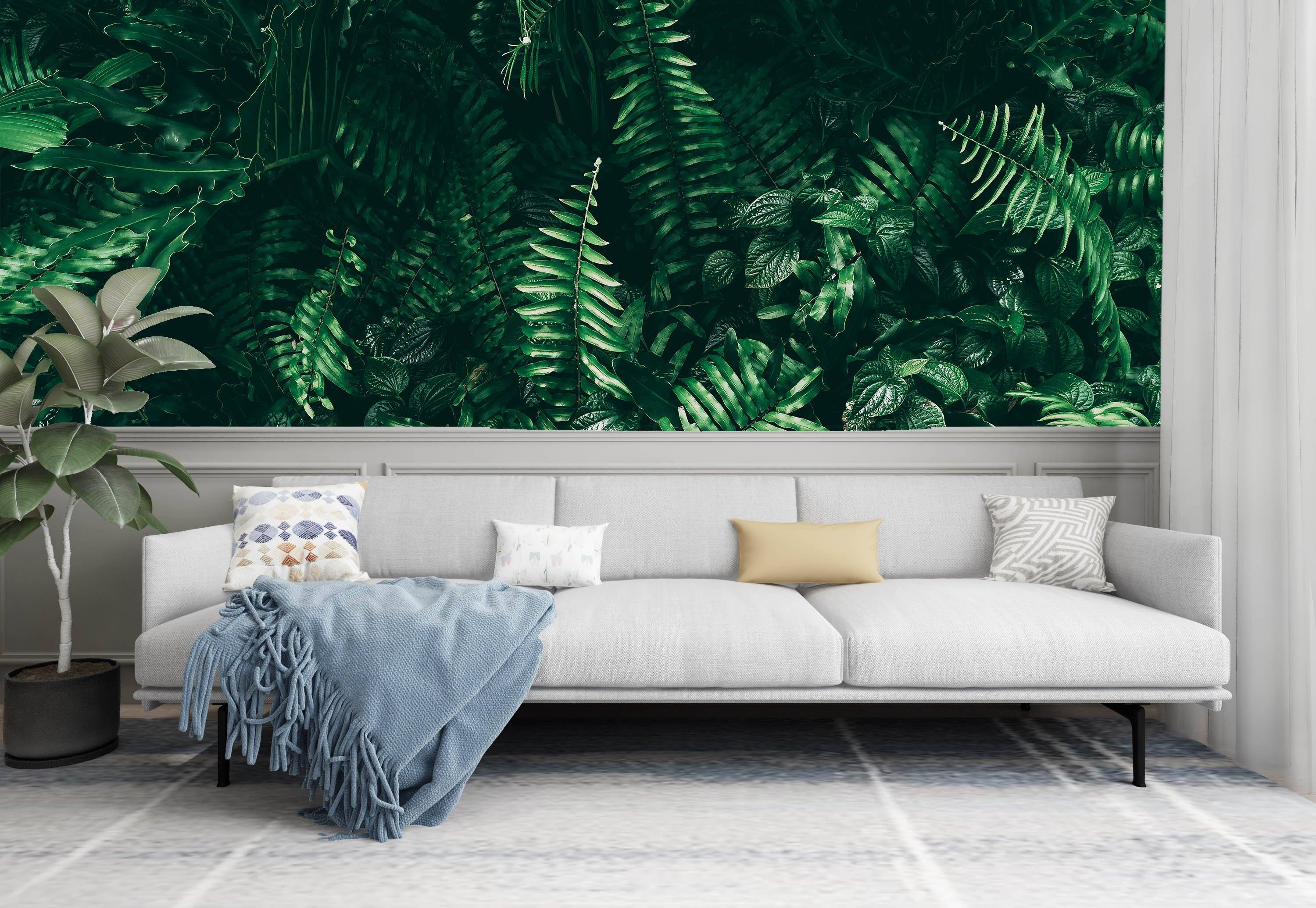 3D Deep Green Leaf Plant Wall 5356 Wallpaper AJ Wallpaper 2