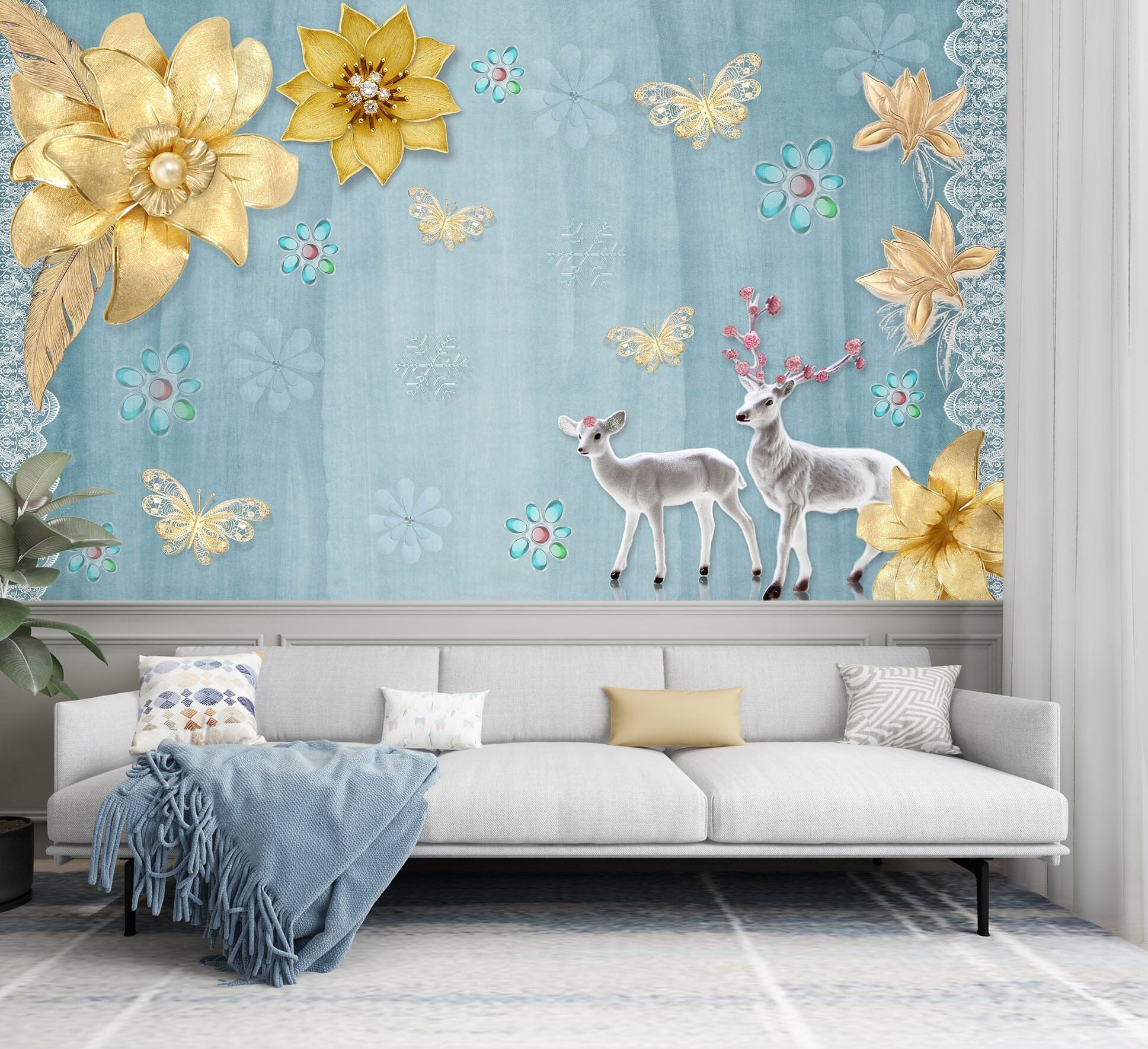 3D Yellow Flowers 1548 Wall Murals Wallpaper AJ Wallpaper 2