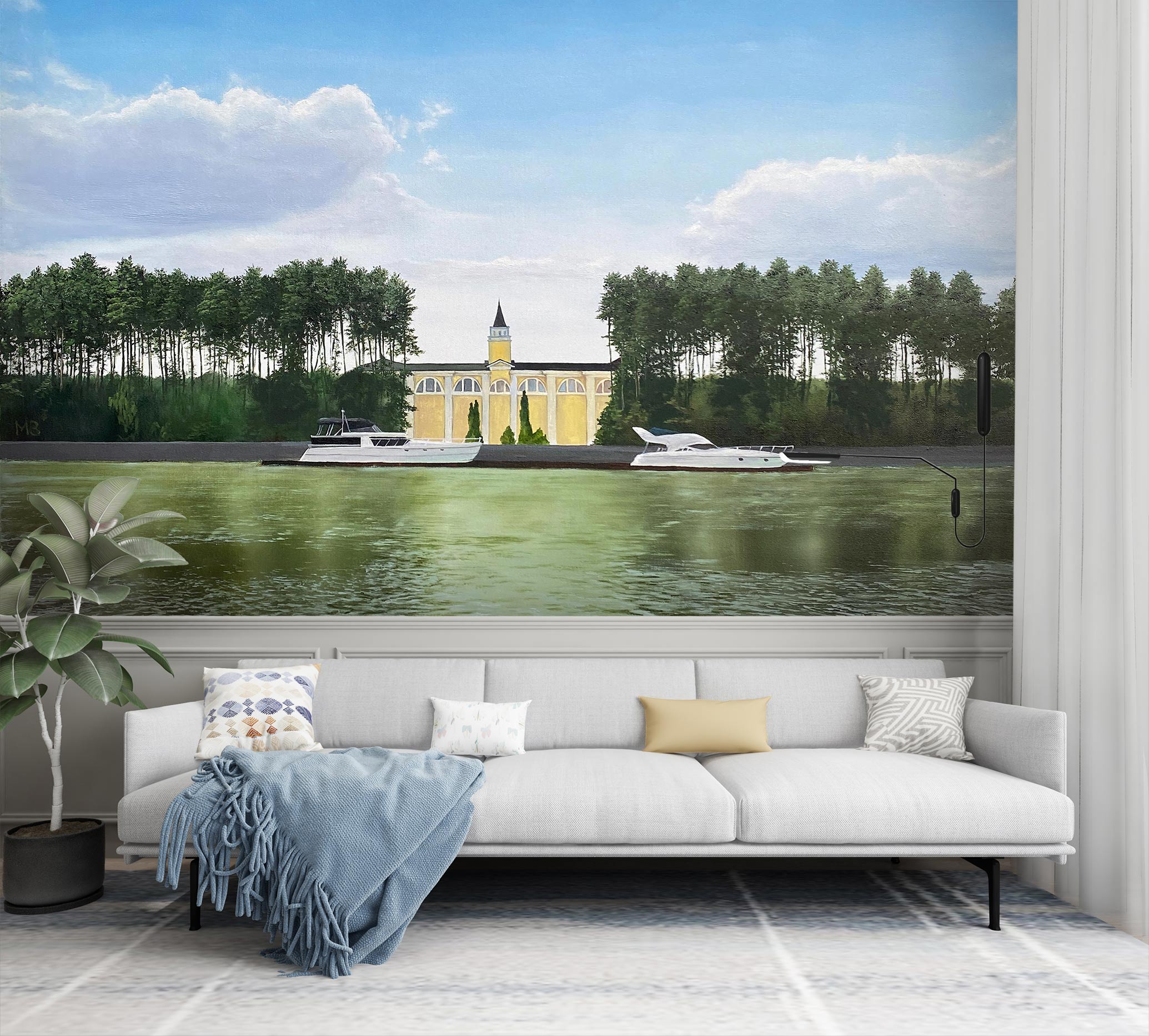 3D Buildings Trees Lake 9816 Marina Zotova Wall Mural Wall Murals