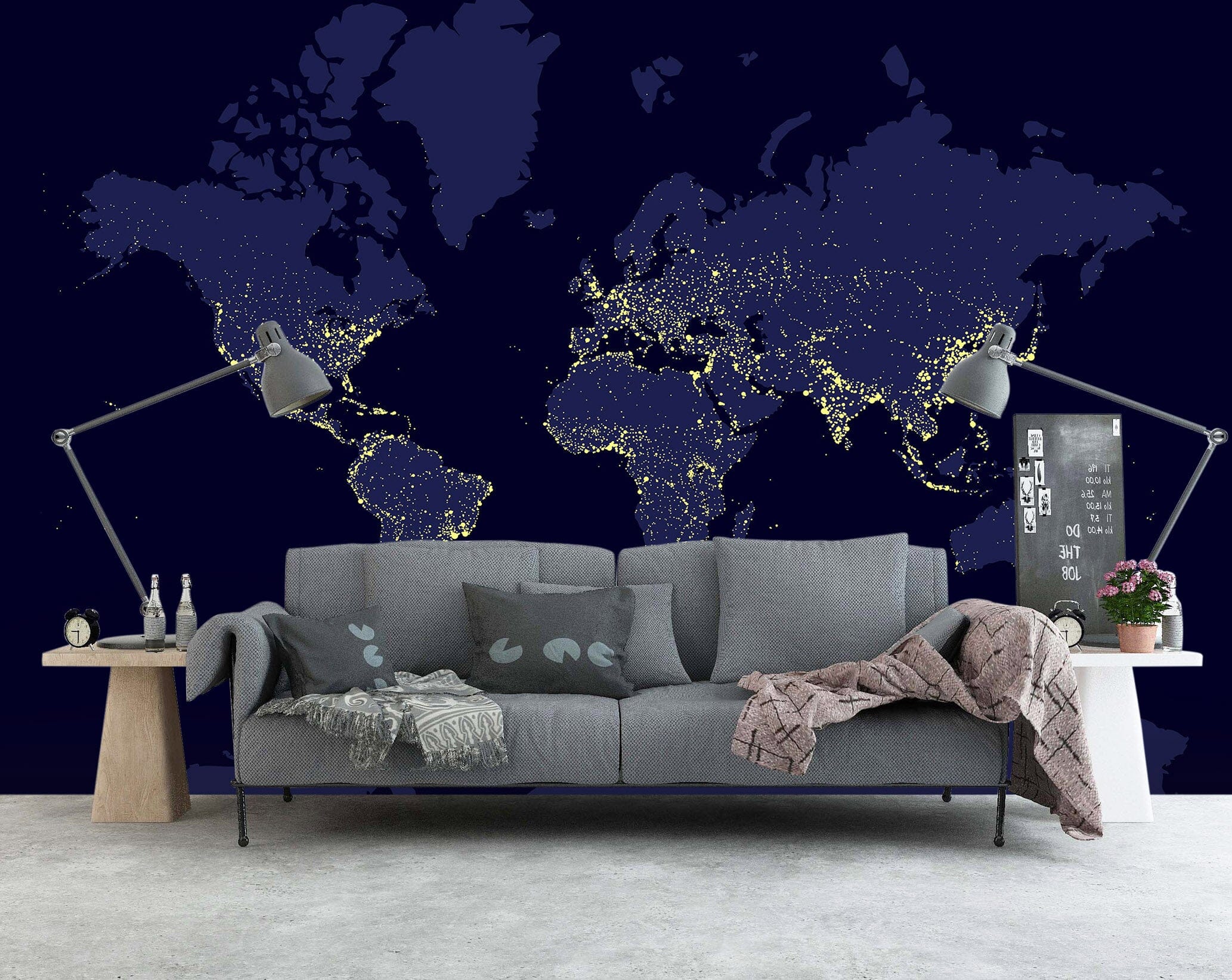 3D Black World 2063 World Map Wall Murals Wallpaper AJ Wallpaper 2