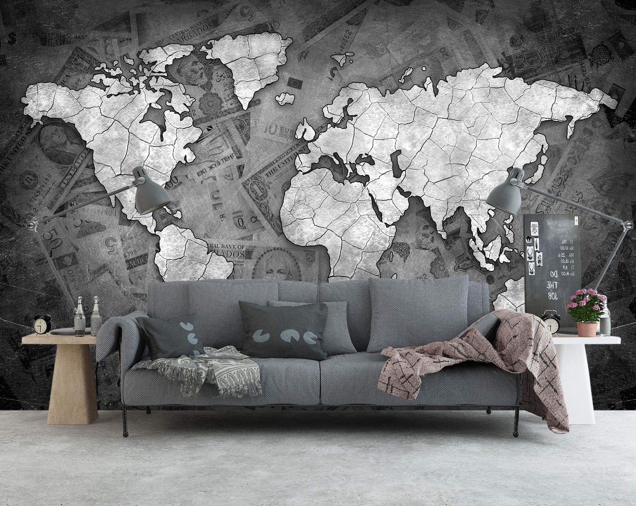 3D Modern Style 2009 World Map Wall Murals Wallpaper AJ Wallpaper 2