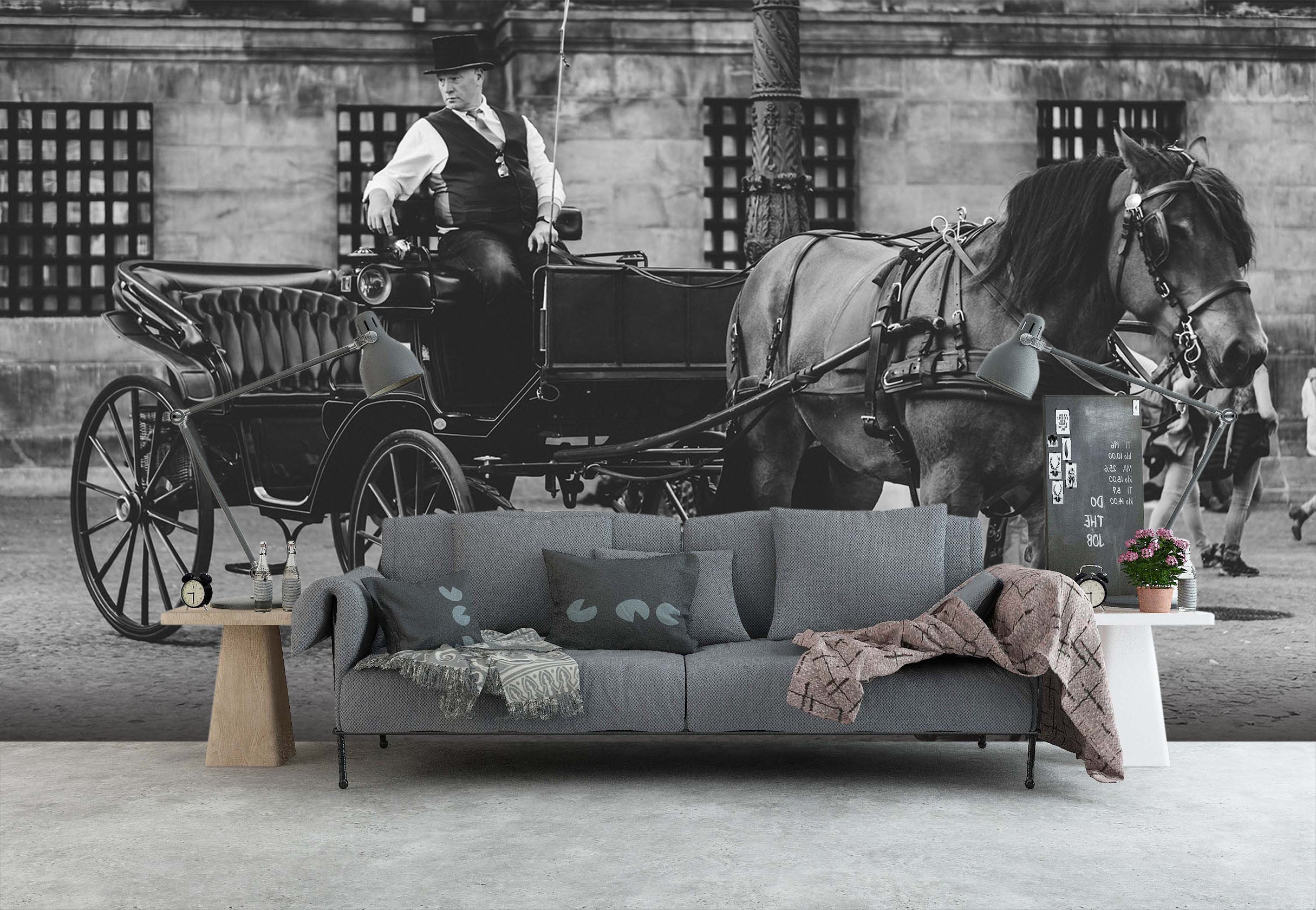 3D White Caravan 092 Vehicle Wall Murals