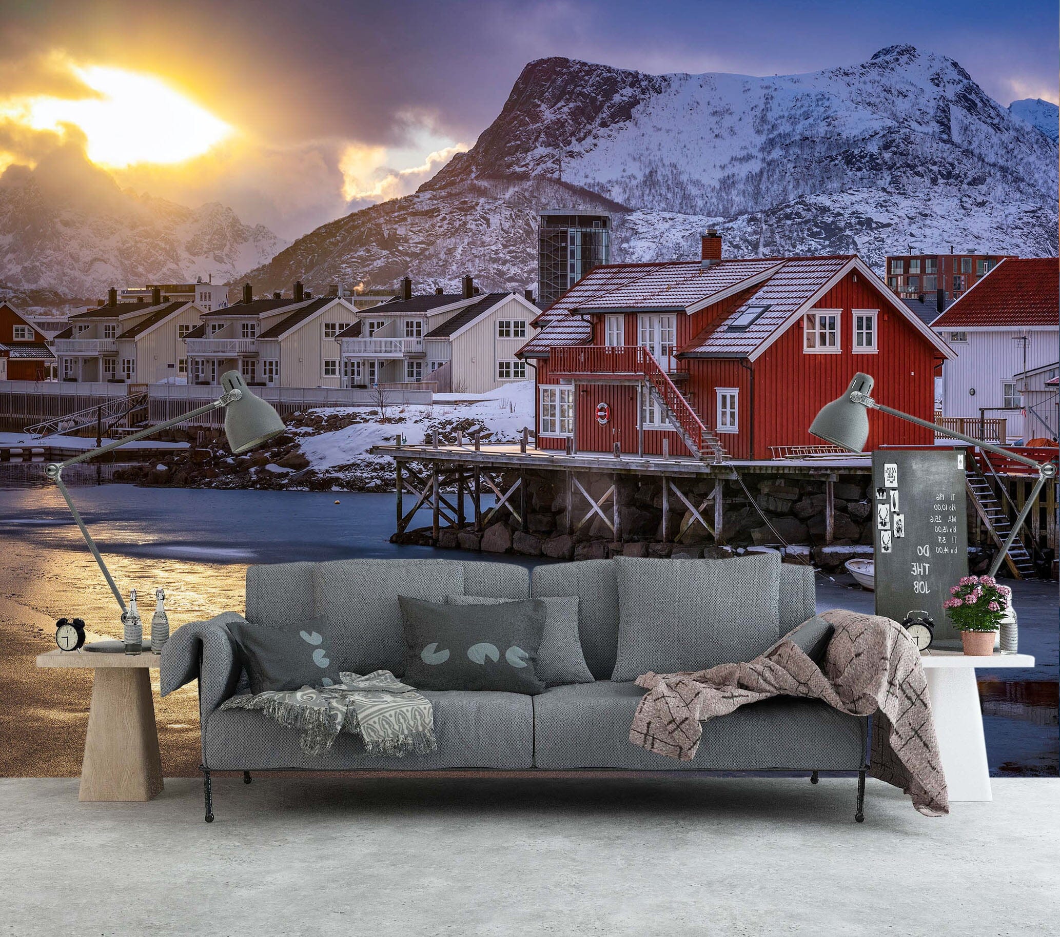 3D Snow Mountain Sunrise 1408 Marco Carmassi Wall Mural Wall Murals Wallpaper AJ Wallpaper 2