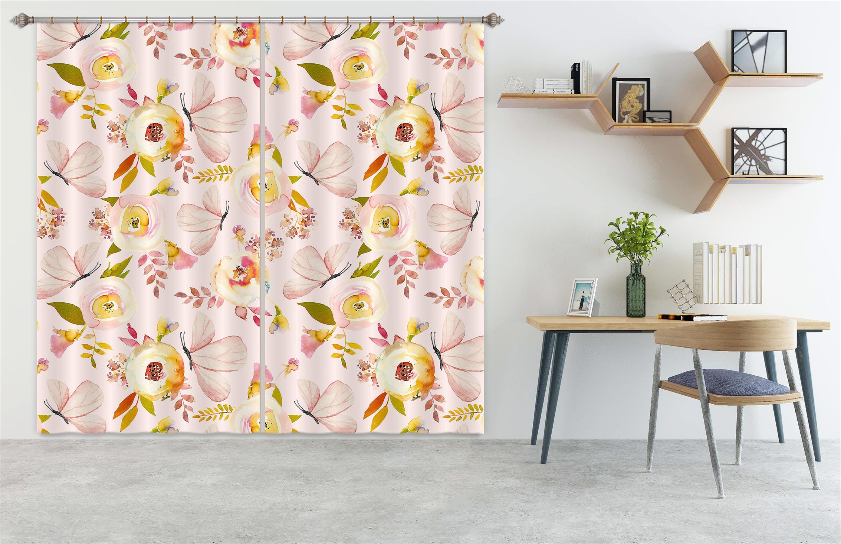 3D Pink Butterfly 242 Uta Naumann Curtain Curtains Drapes Curtains AJ Creativity Home