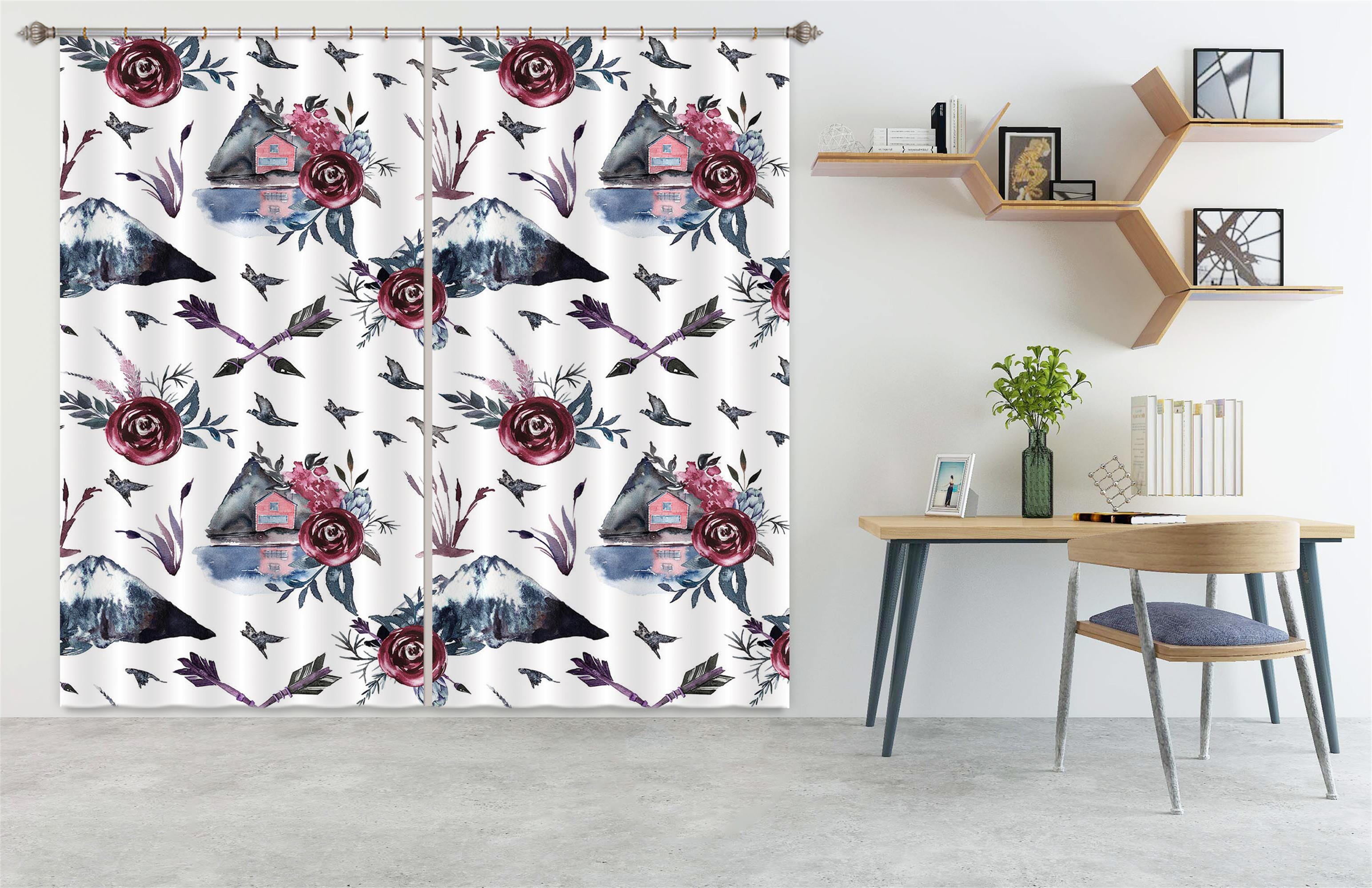 3D Rose Mountain 236 Uta Naumann Curtain Curtains Drapes Curtains AJ Creativity Home