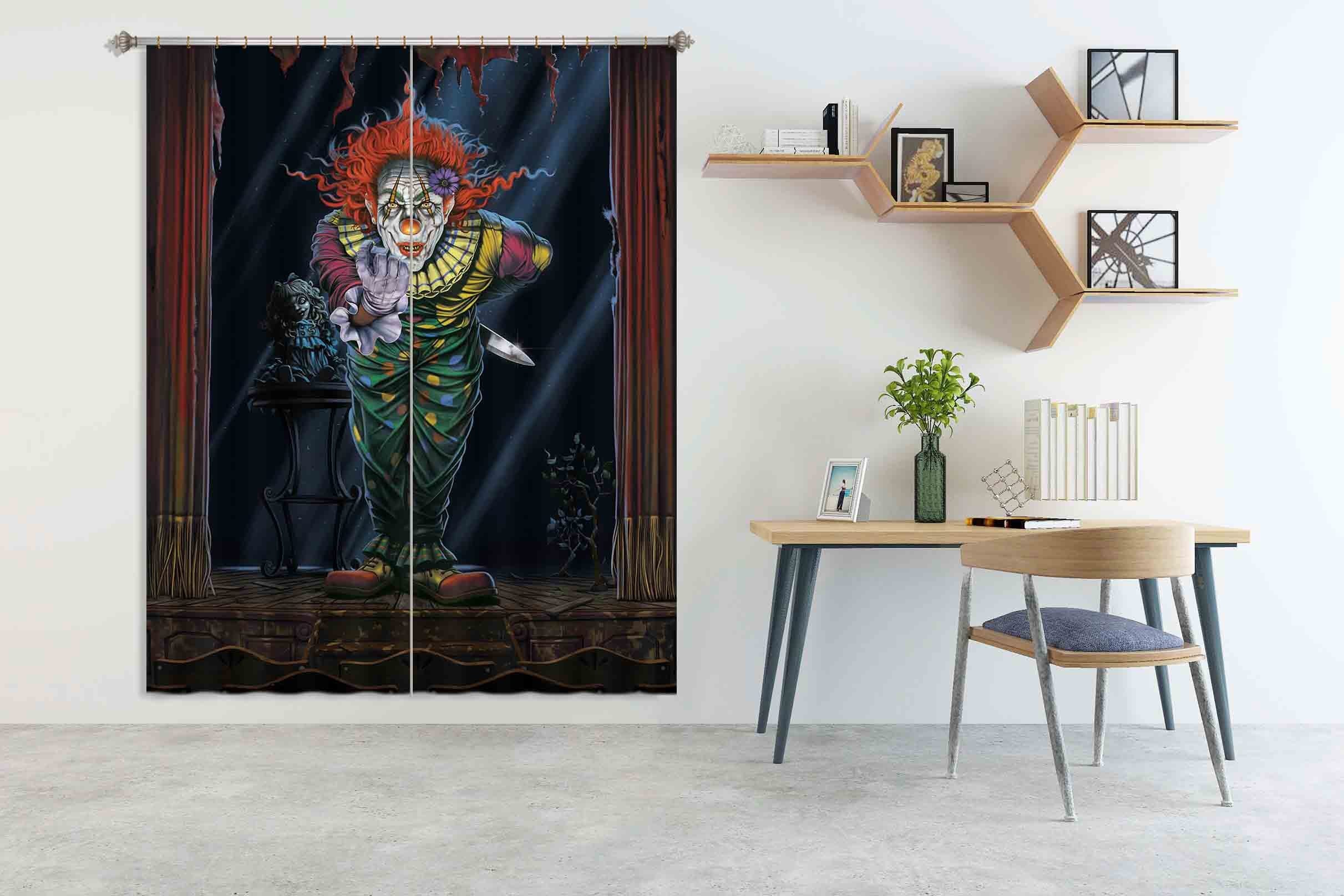 3D Surprise Clown 077 Vincent Hie Curtain Curtains Drapes Curtains AJ Creativity Home