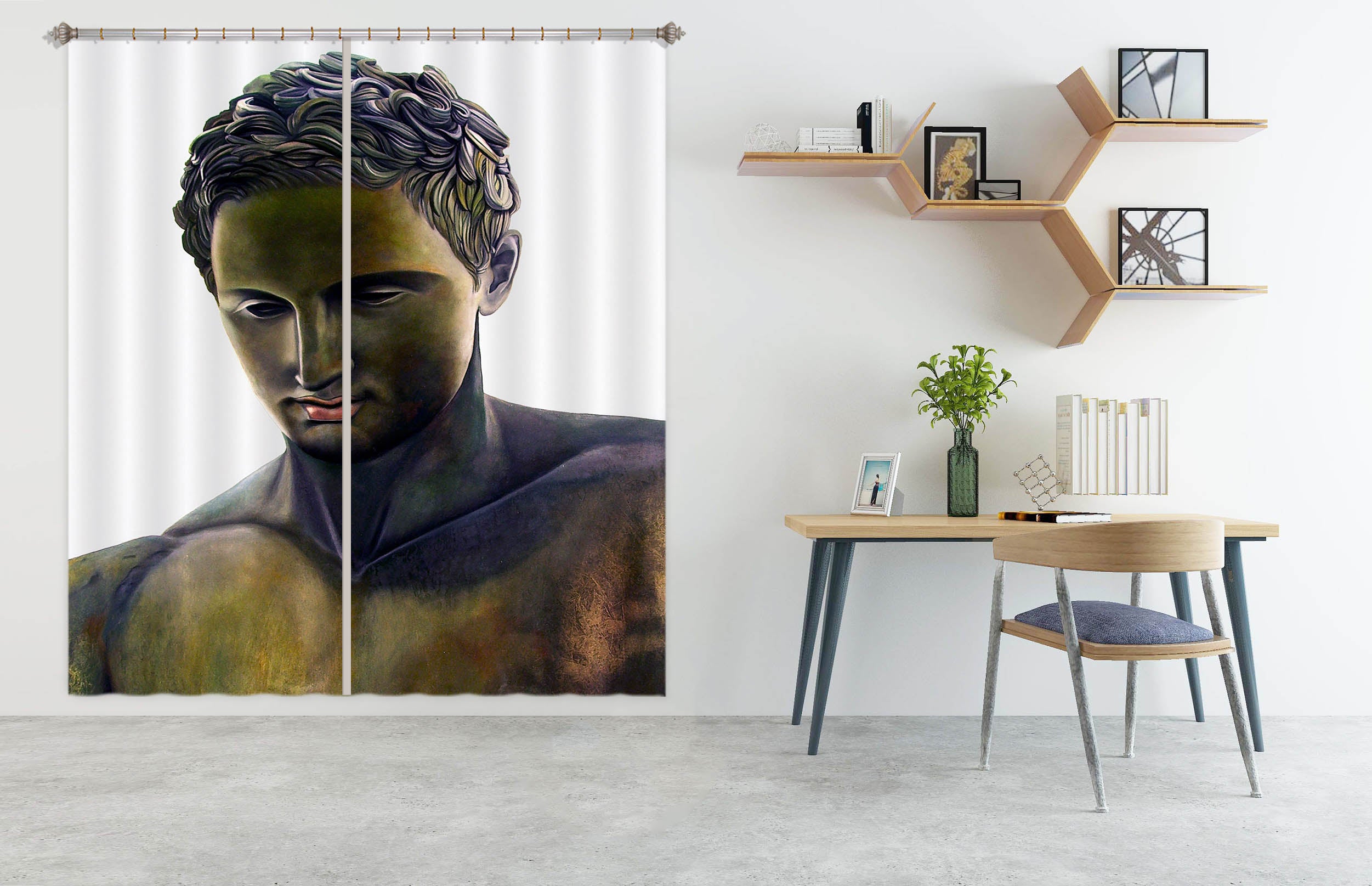 3D Male Sculpture 377 Matthew Holden Bates Curtain Curtains Drapes