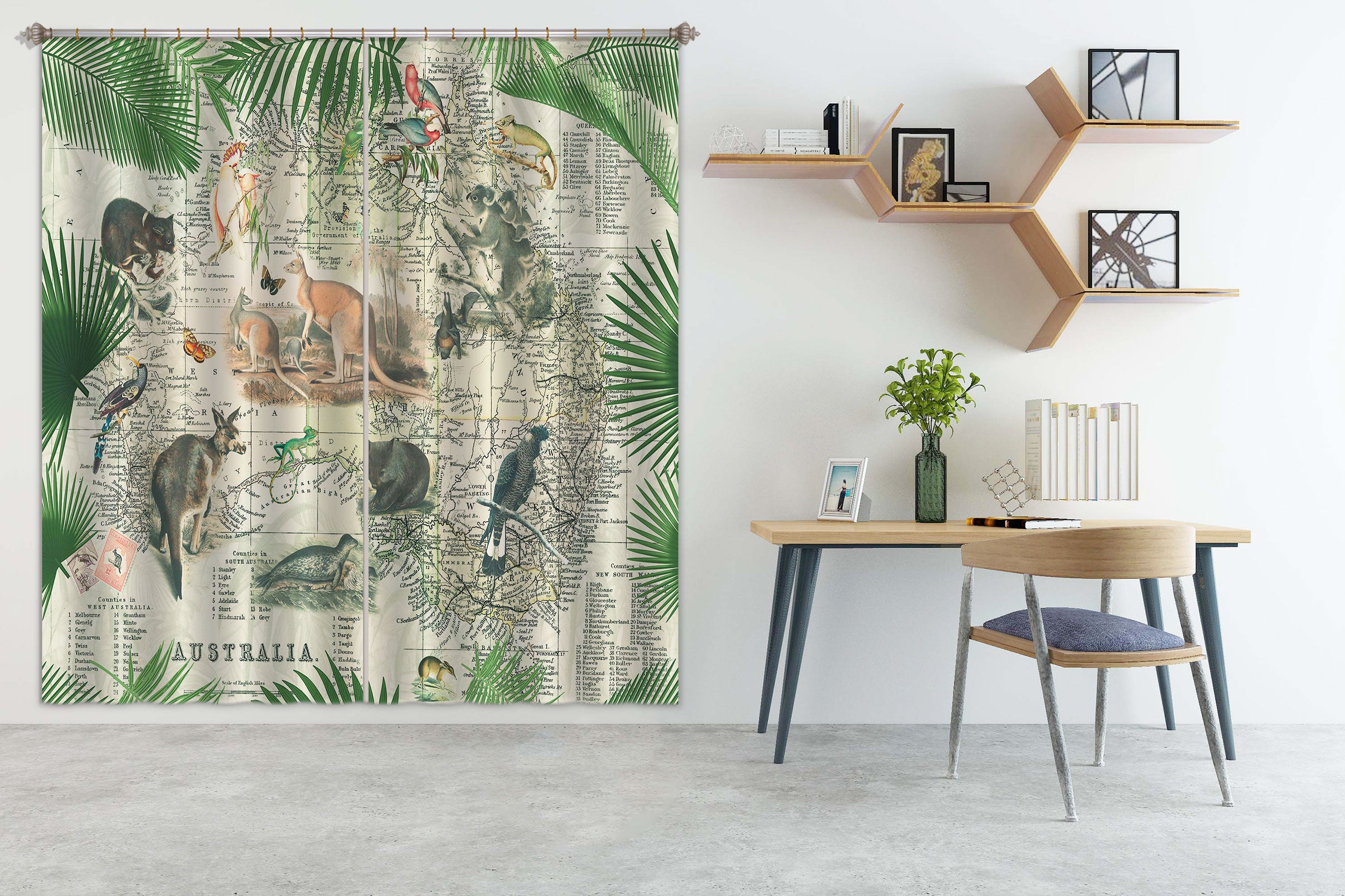 3D Australia Map 001 Andrea haase Curtain Curtains Drapes