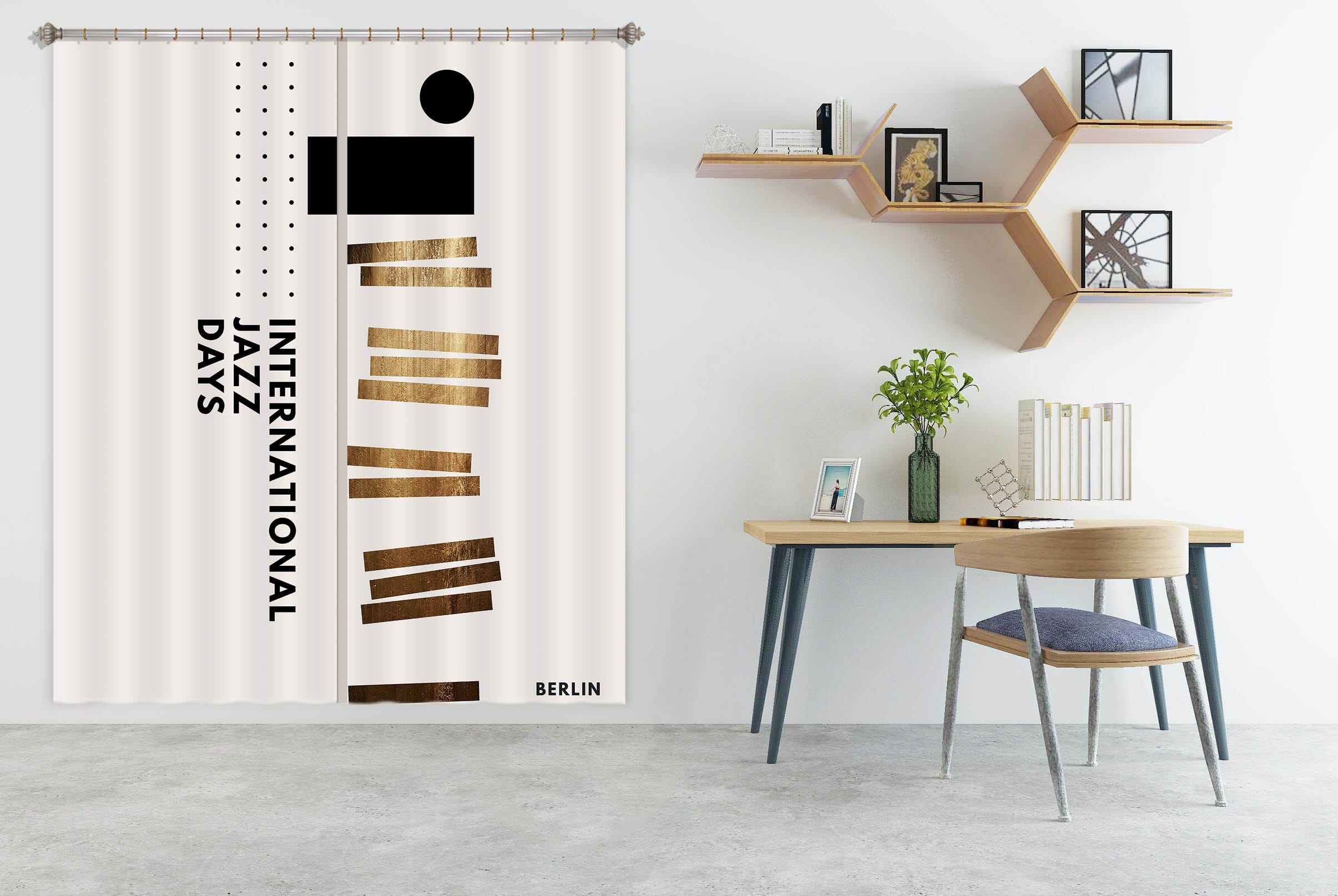 3D Golden Stripes 1070 Boris Draschoff Curtain Curtains Drapes Curtains AJ Creativity Home