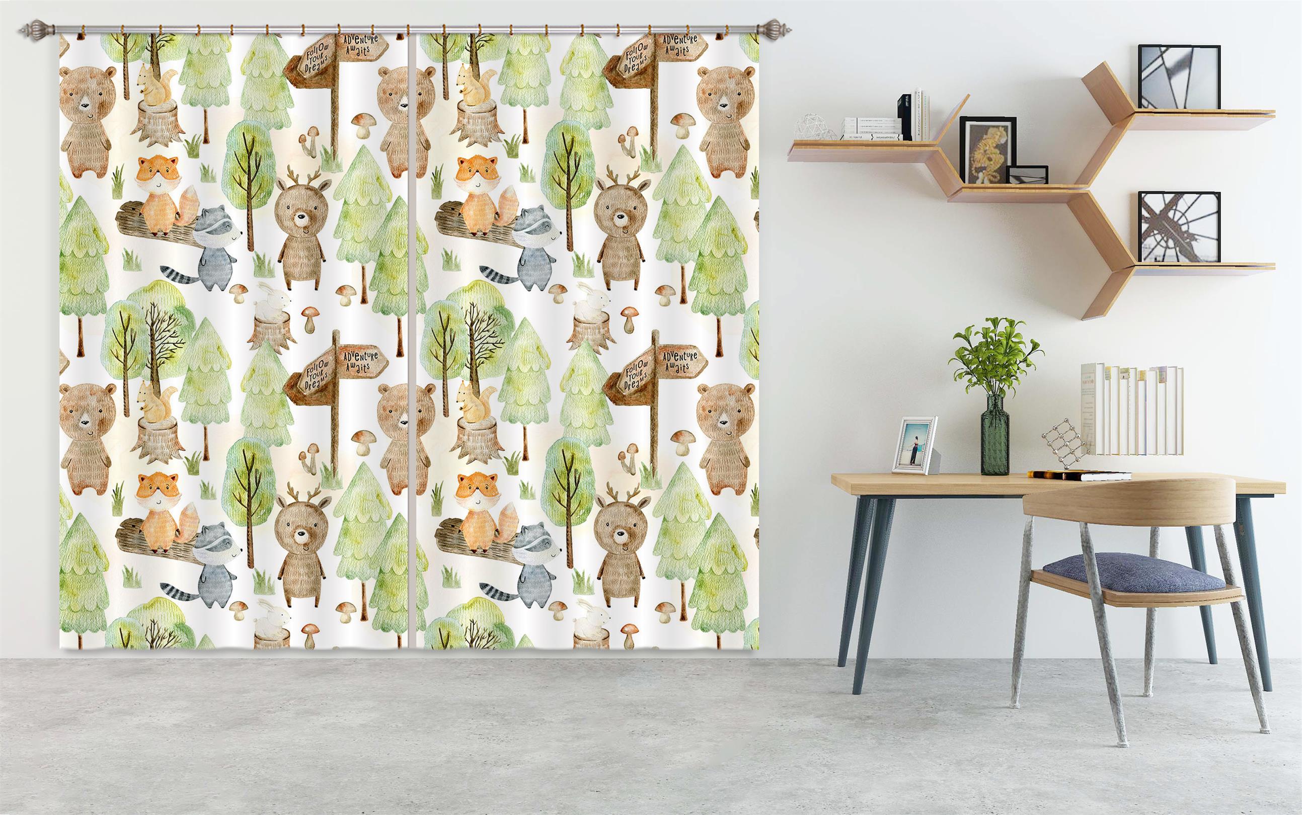 3D Squirrel Bear Tree 148 Uta Naumann Curtain Curtains Drapes