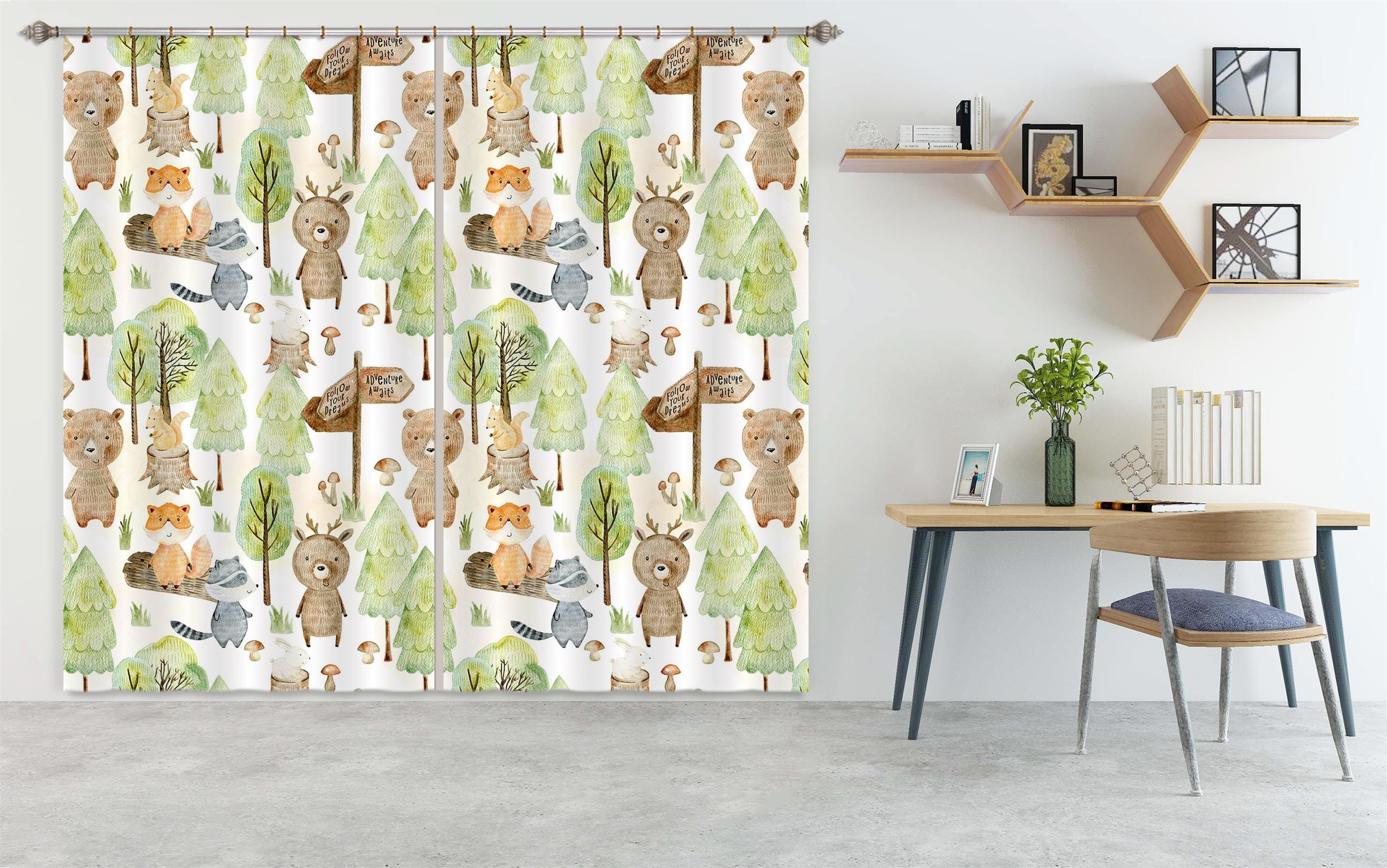 3D Squirrel Bear Tree 148 Uta Naumann Curtain Curtains Drapes Curtains AJ Creativity Home