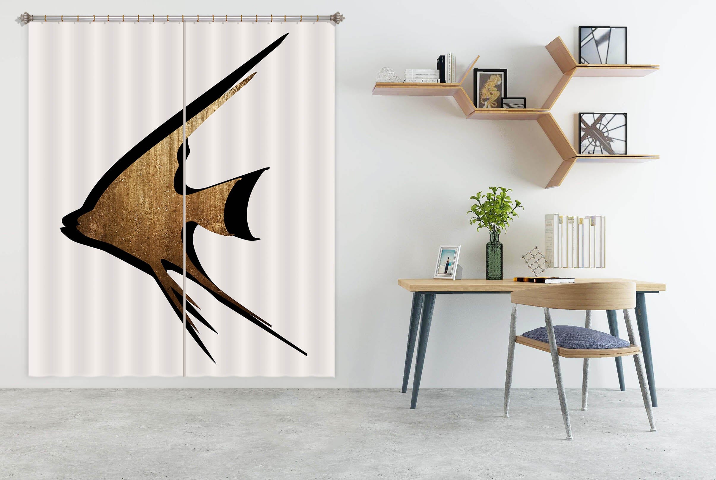 3D Gold Fish 1048 Boris Draschoff Curtain Curtains Drapes Curtains AJ Creativity Home