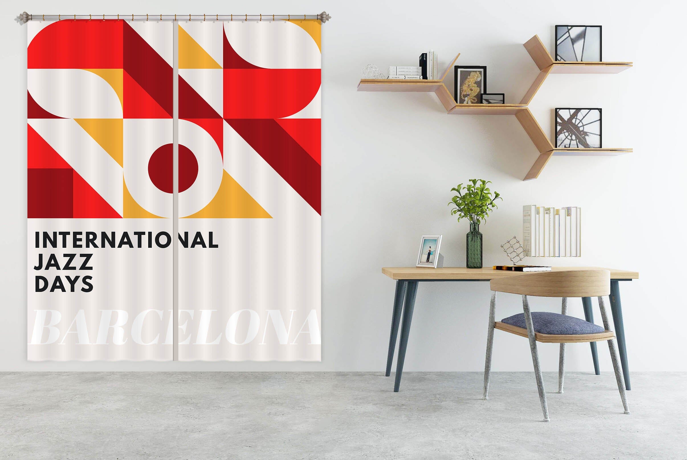 3D Red Geometry 1059 Boris Draschoff Curtain Curtains Drapes Curtains AJ Creativity Home