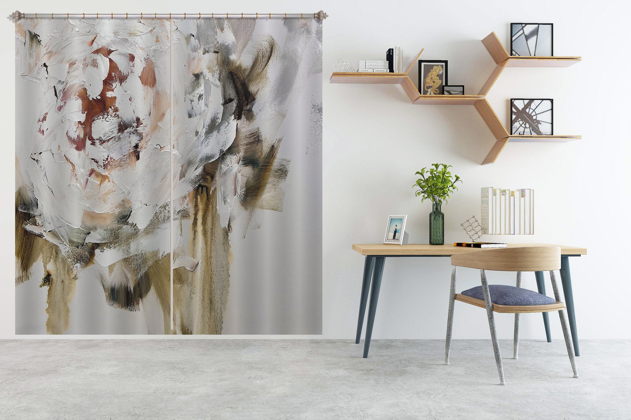 3D White Flower 3029 Skromova Marina Curtain Curtains Drapes