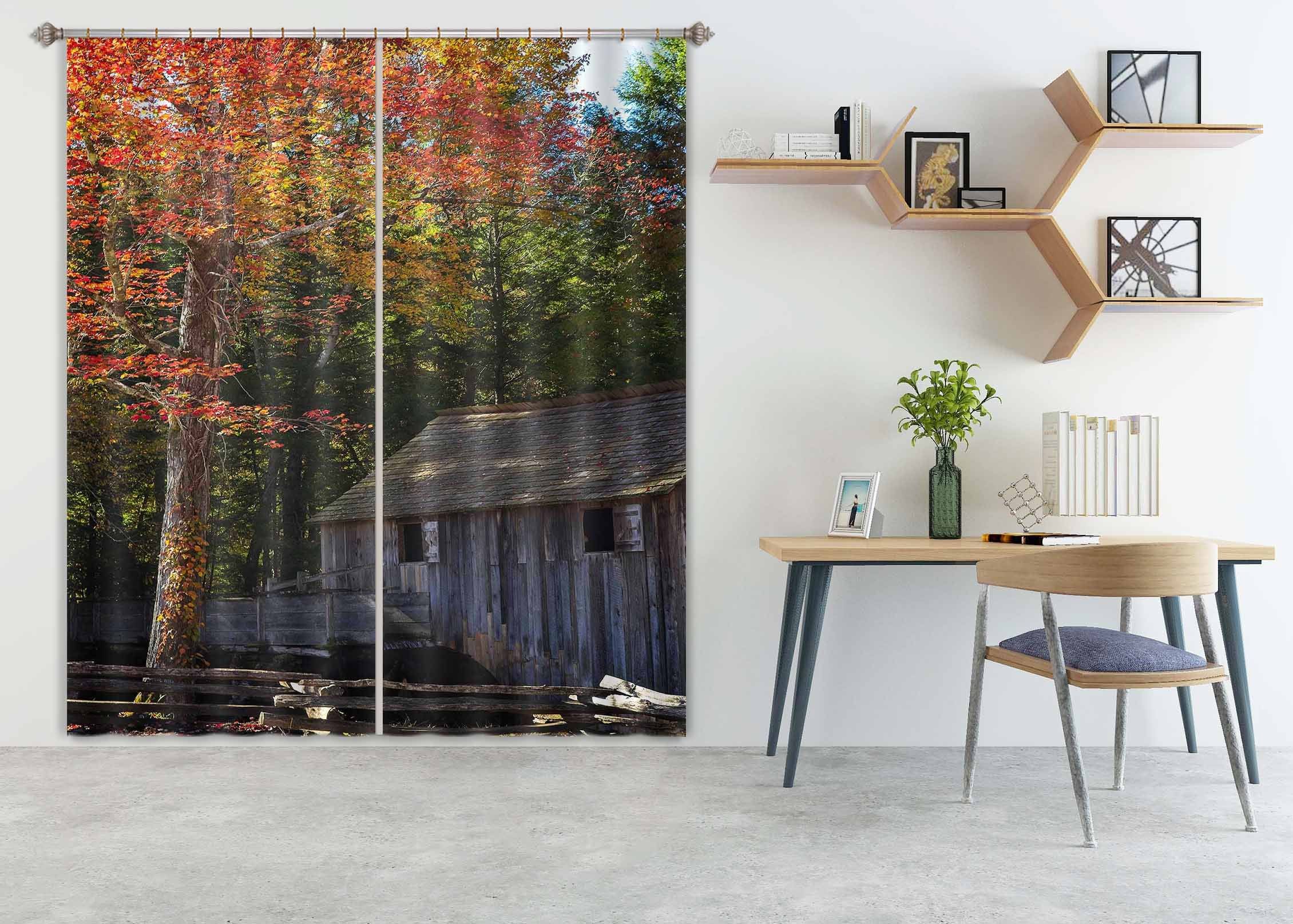 3D Autumn Maple Leaf 042 Kathy Barefield Curtain Curtains Drapes Curtains AJ Creativity Home