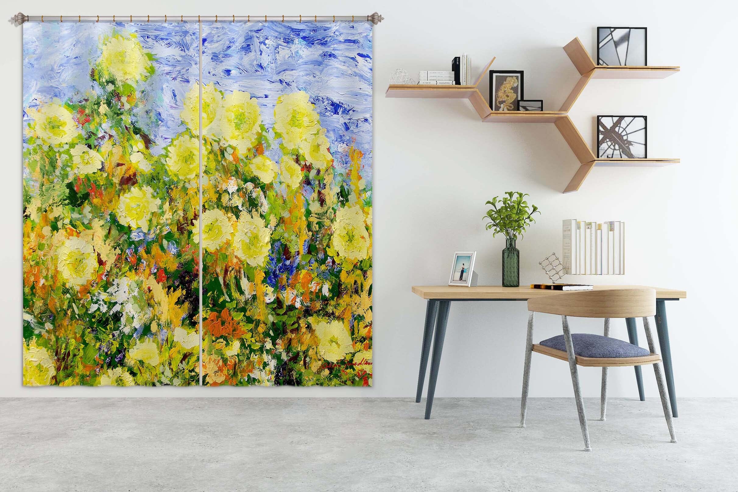3D Yellow Flowers 264 Allan P. Friedlander Curtain Curtains Drapes Curtains AJ Creativity Home