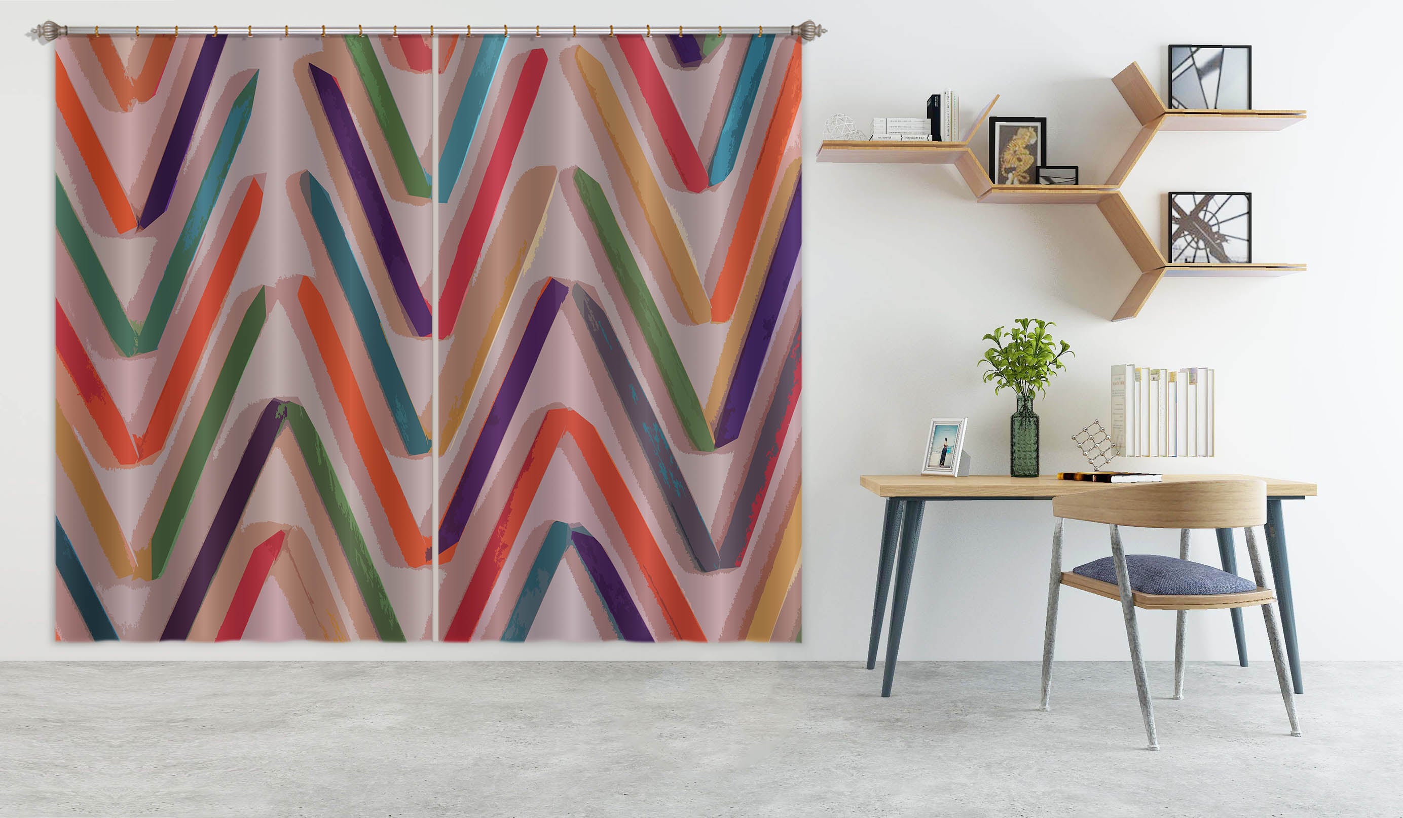 3D Wavy Lines 70095 Shandra Smith Curtain Curtains Drapes