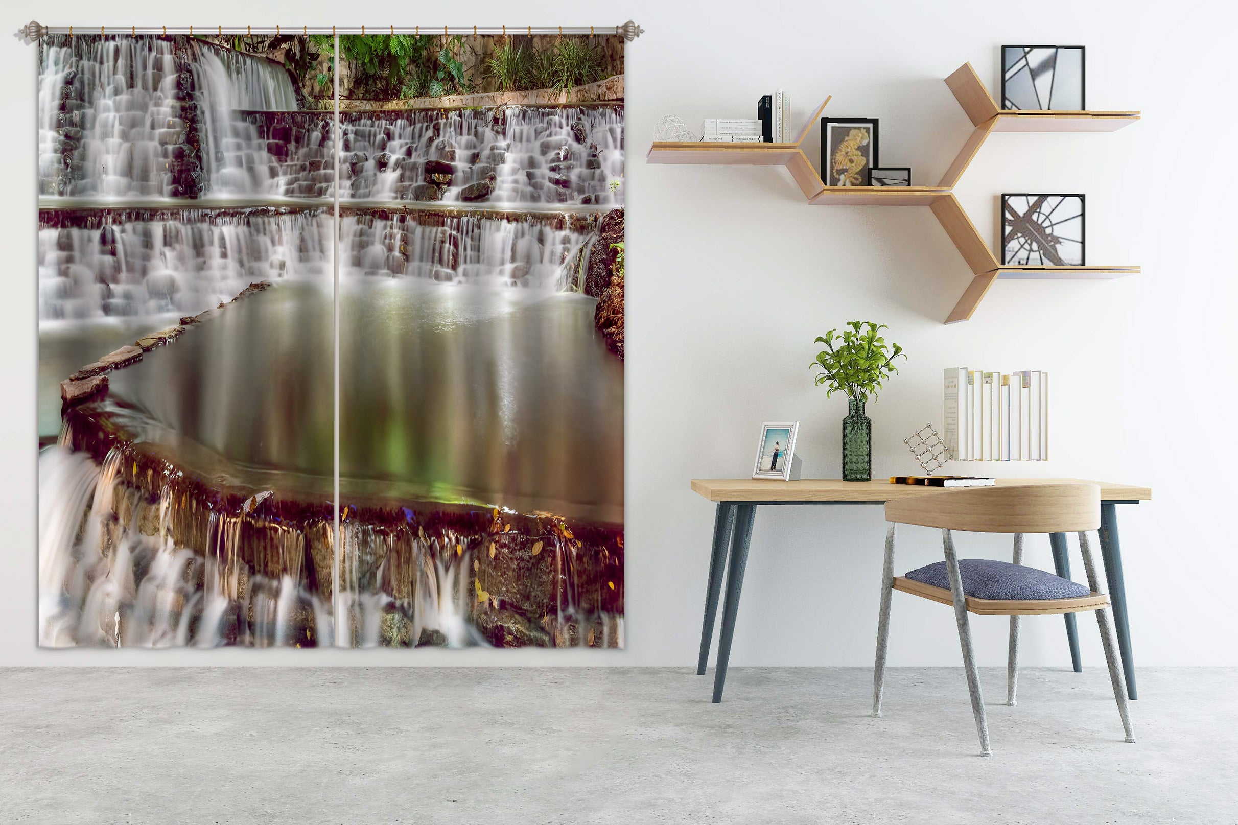 3D Waterfall Rock 5345 Beth Sheridan Curtain Curtains Drapes