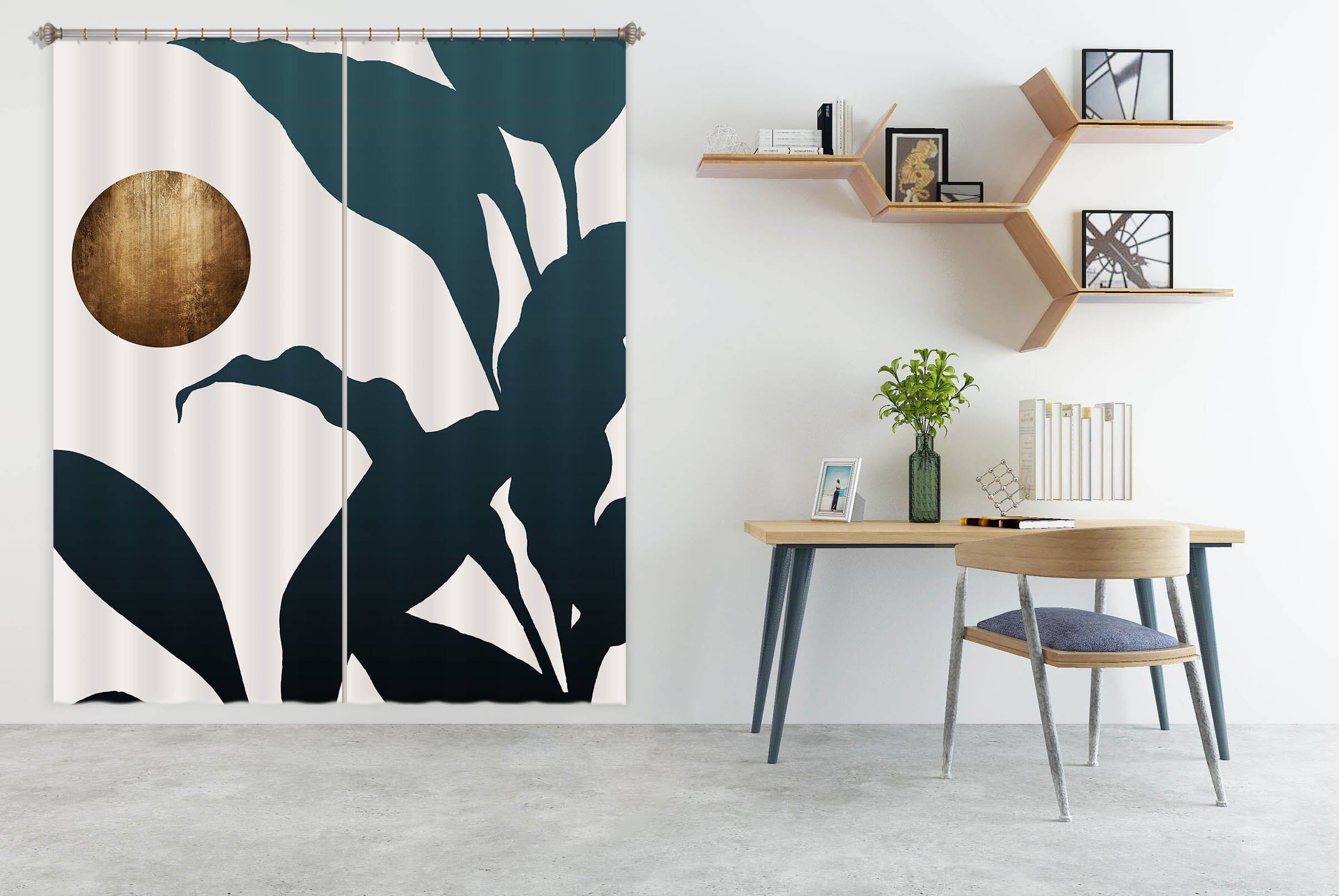 3D Big Leaf 1054 Boris Draschoff Curtain Curtains Drapes Curtains AJ Creativity Home