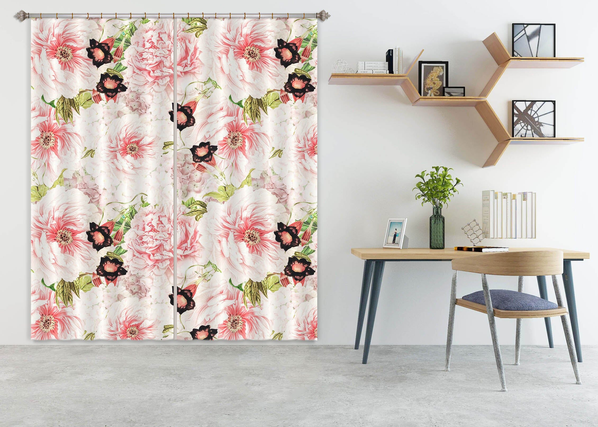 3D Rose Bloom 134 Uta Naumann Curtain Curtains Drapes Curtains AJ Creativity Home