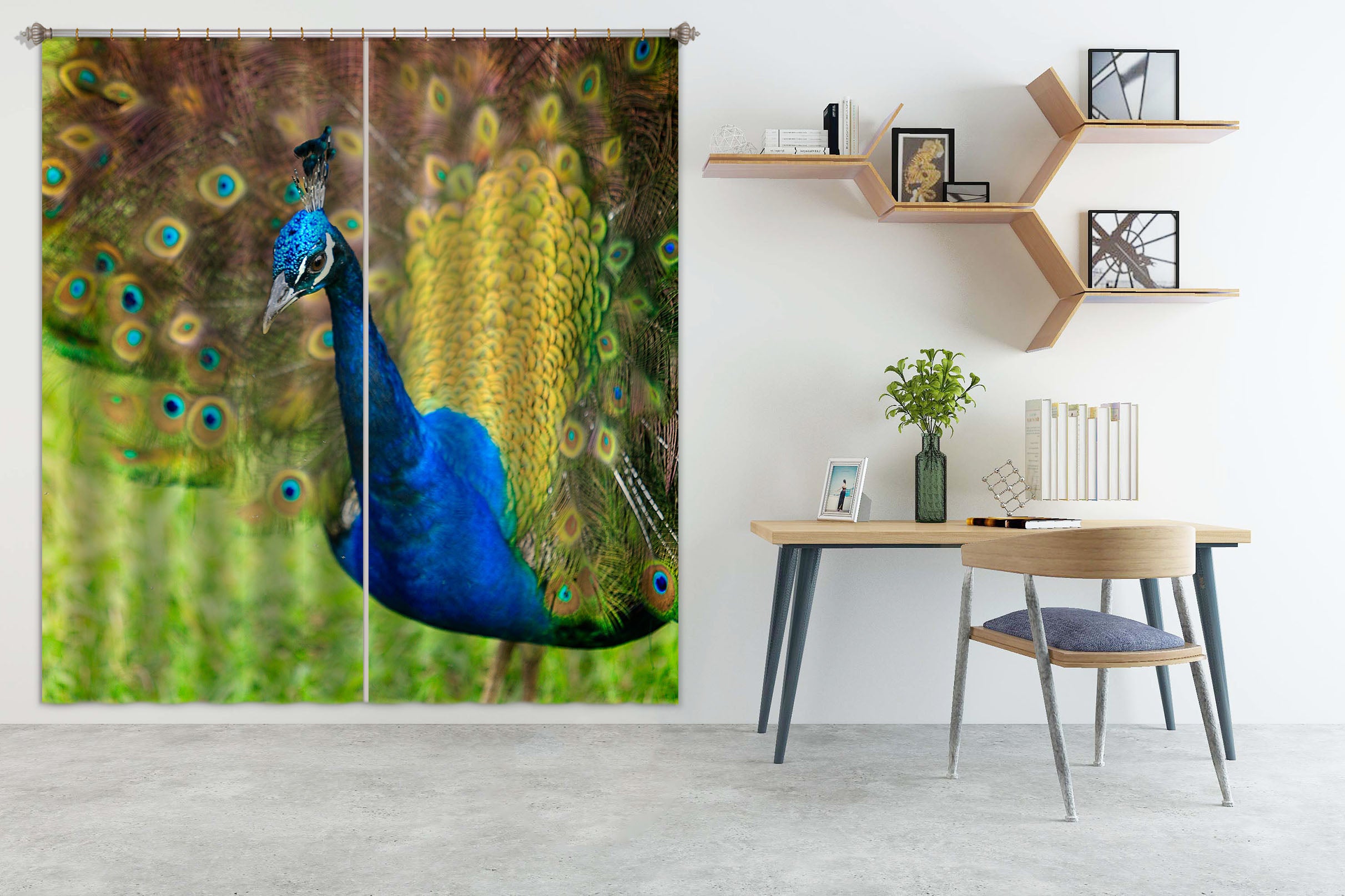 3D Peacock 61231 Kathy Barefield Curtain Curtains Drapes