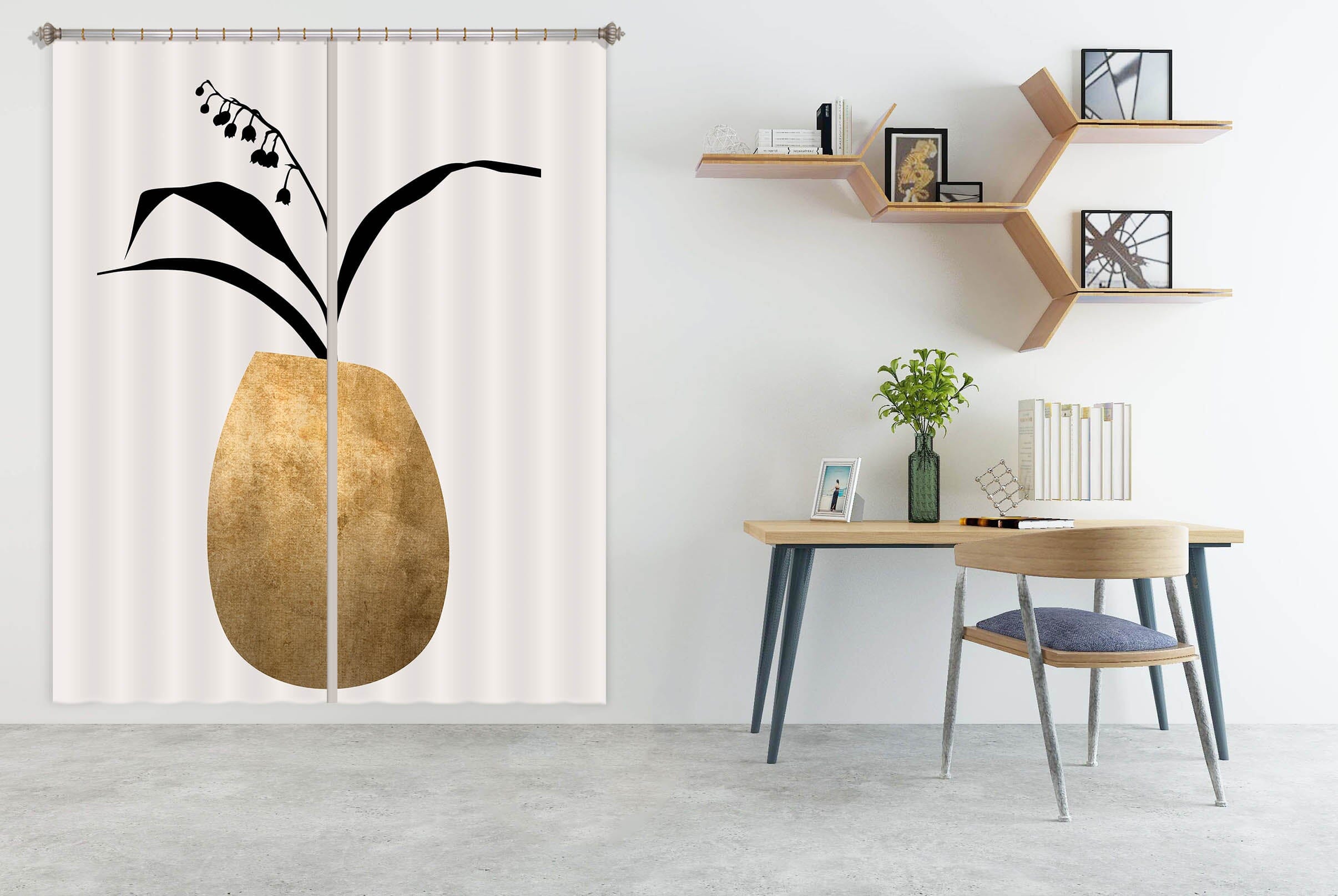 3D Black Trumpet Flower 1136 Boris Draschoff Curtain Curtains Drapes Curtains AJ Creativity Home