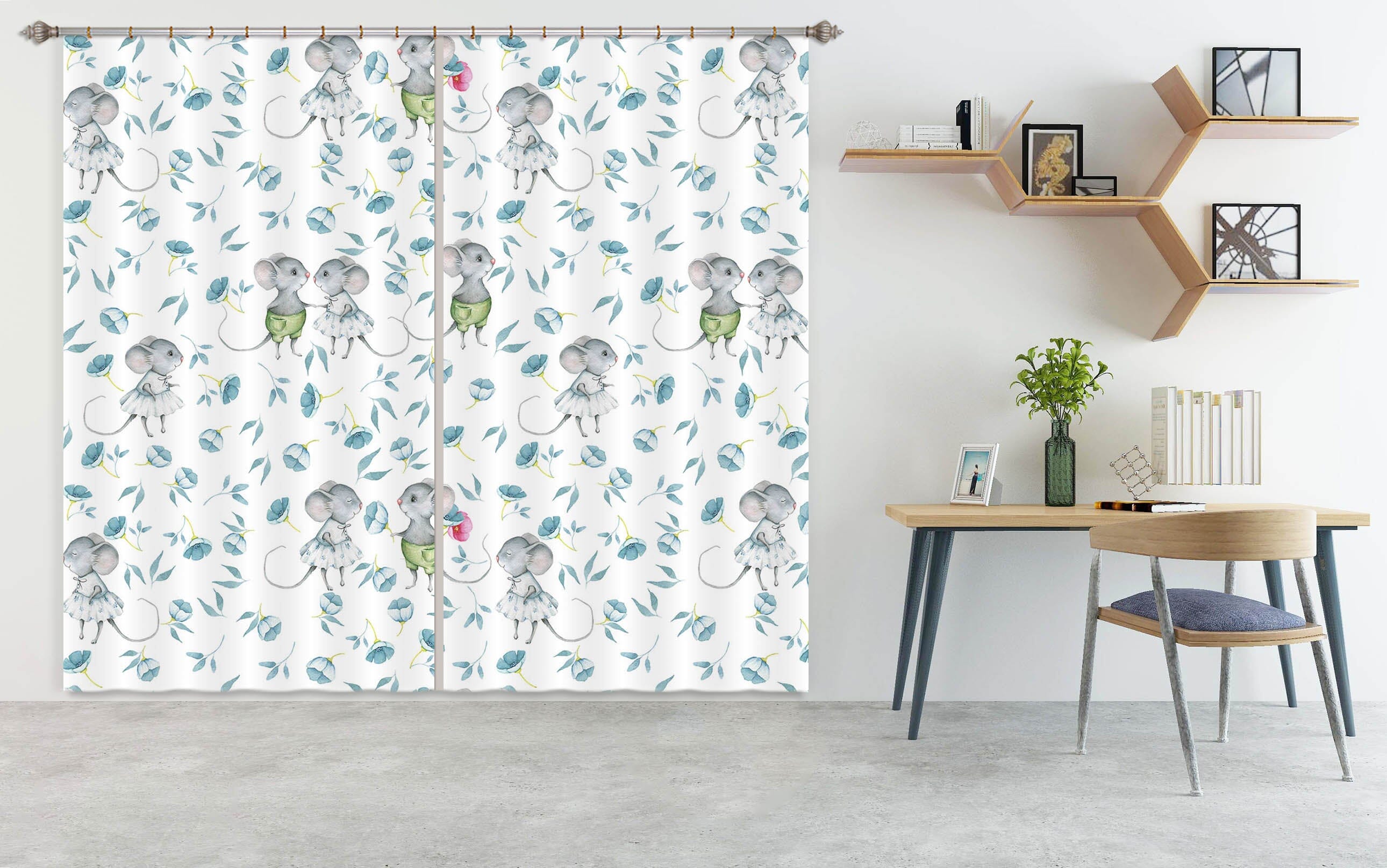 3D Mouse Flower 111 Uta Naumann Curtain Curtains Drapes Curtains AJ Creativity Home