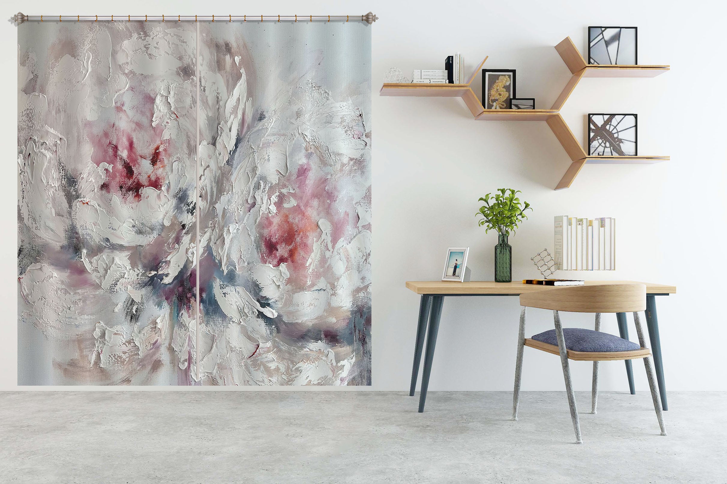 3D White Art Flower 2348 Skromova Marina Curtain Curtains Drapes