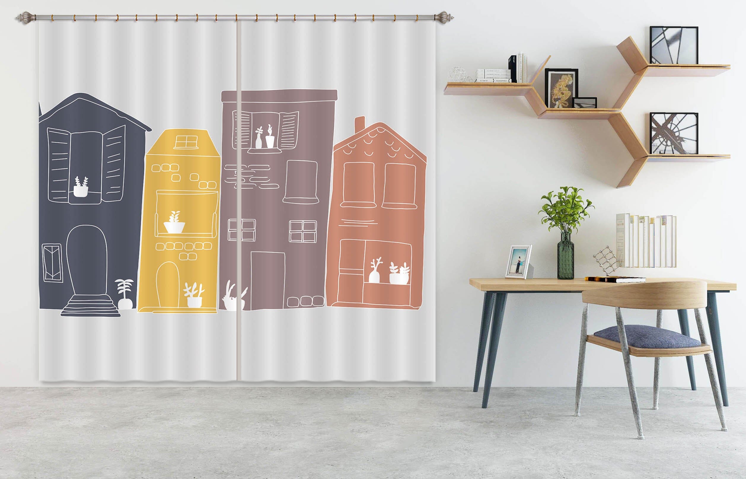 3D Color Houses 045 Jillian Helvey Curtain Curtains Drapes Curtains AJ Creativity Home