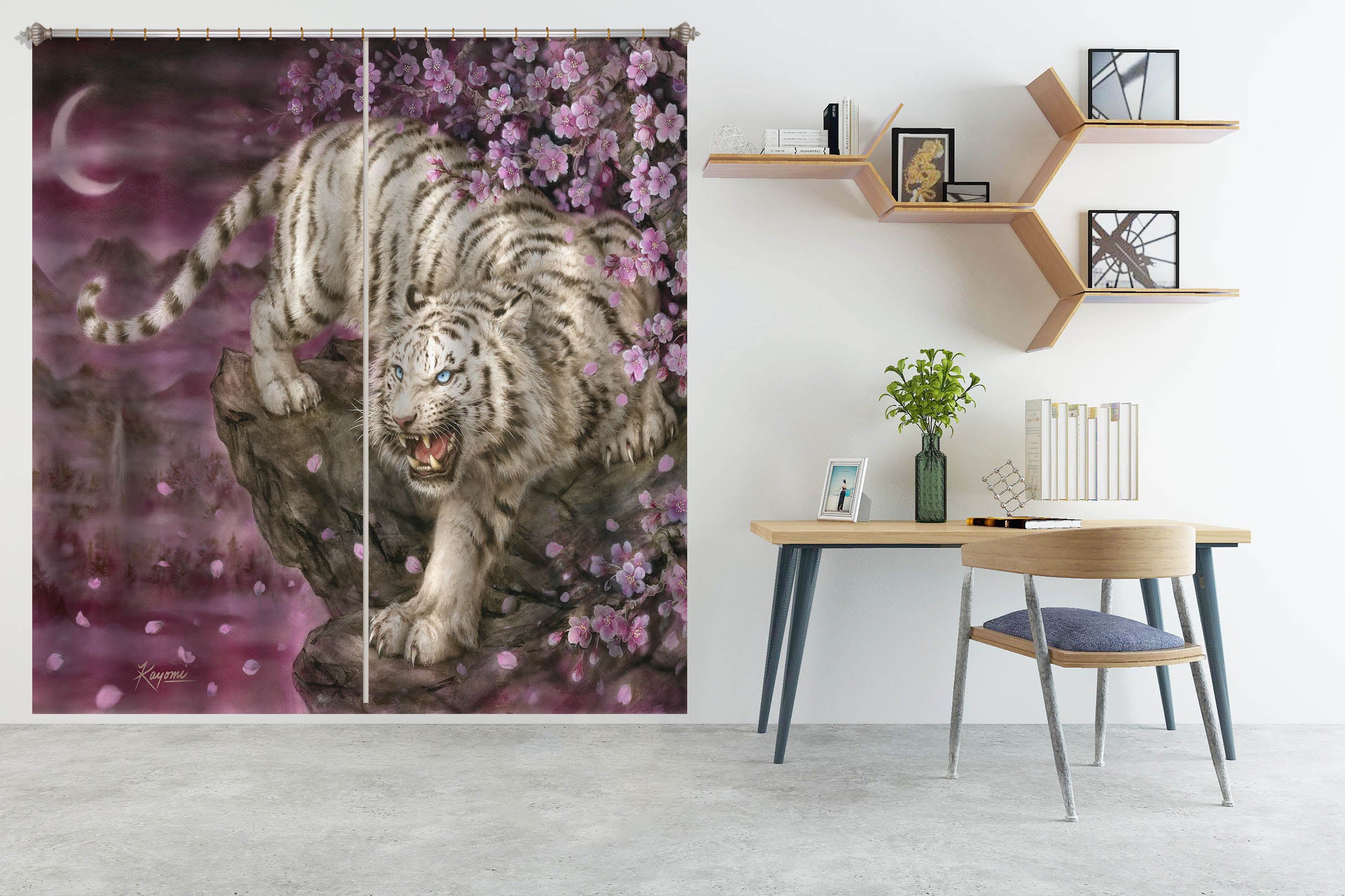 3D Flower Tiger 9088 Kayomi Harai Curtain Curtains Drapes