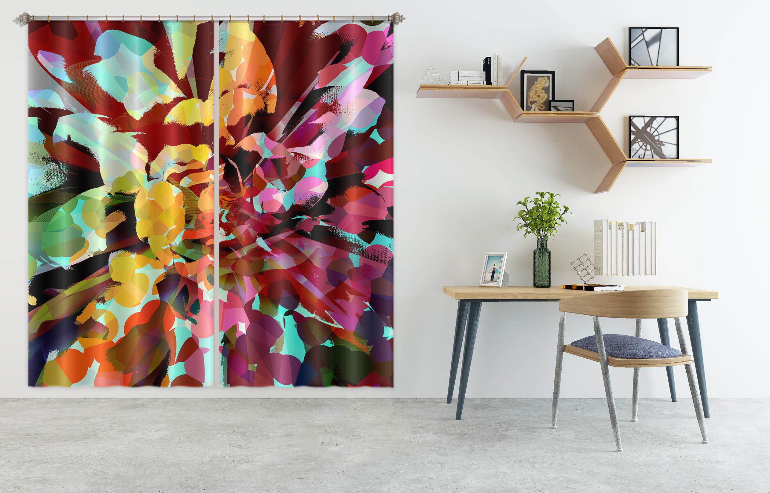 3D Color Flower Pattern 19179 Shandra Smith Curtain Curtains Drapes