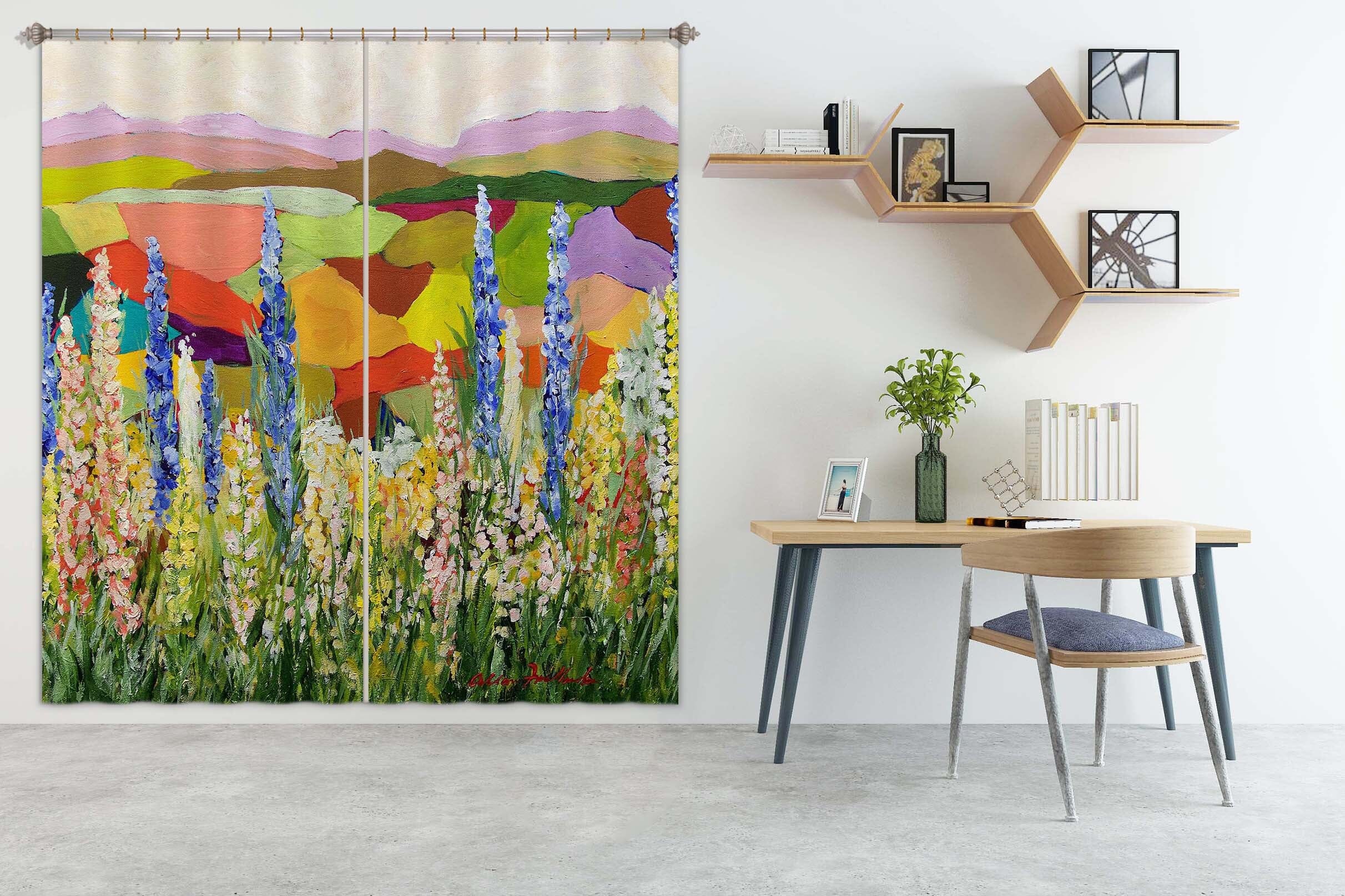 3D Purple Wild Flower 243 Allan P. Friedlander Curtain Curtains Drapes Curtains AJ Creativity Home