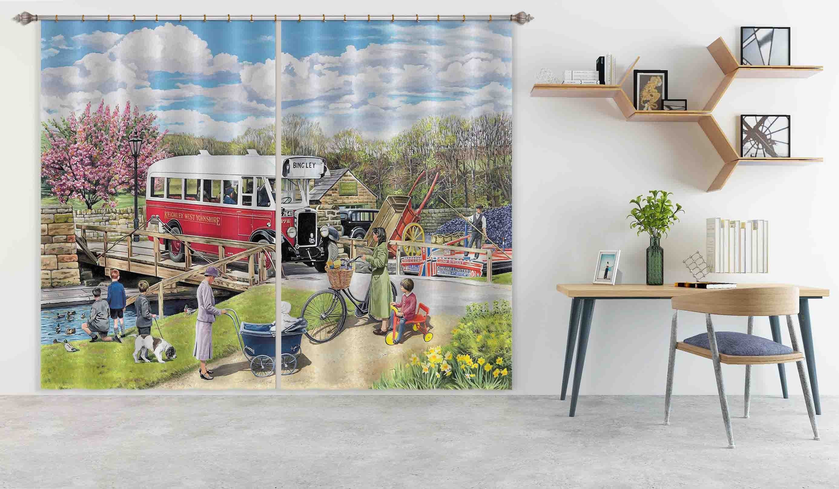 3D The Old Swing Bridge 103 Trevor Mitchell Curtain Curtains Drapes Curtains AJ Creativity Home