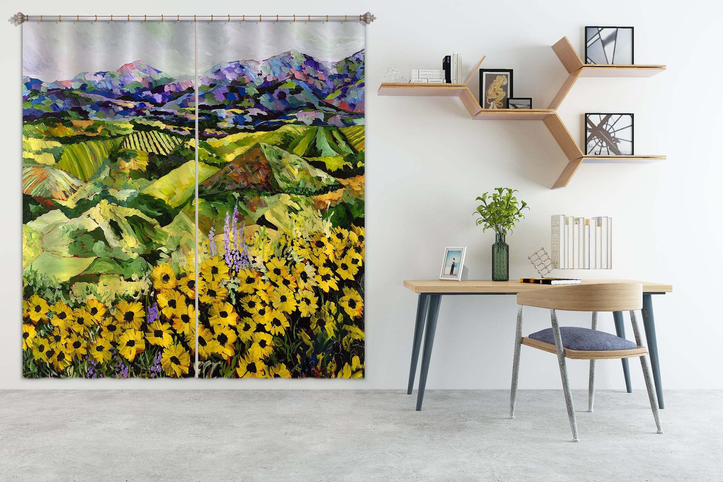 3D Sunflower 141 Allan P. Friedlander Curtain Curtains Drapes Curtains AJ Creativity Home