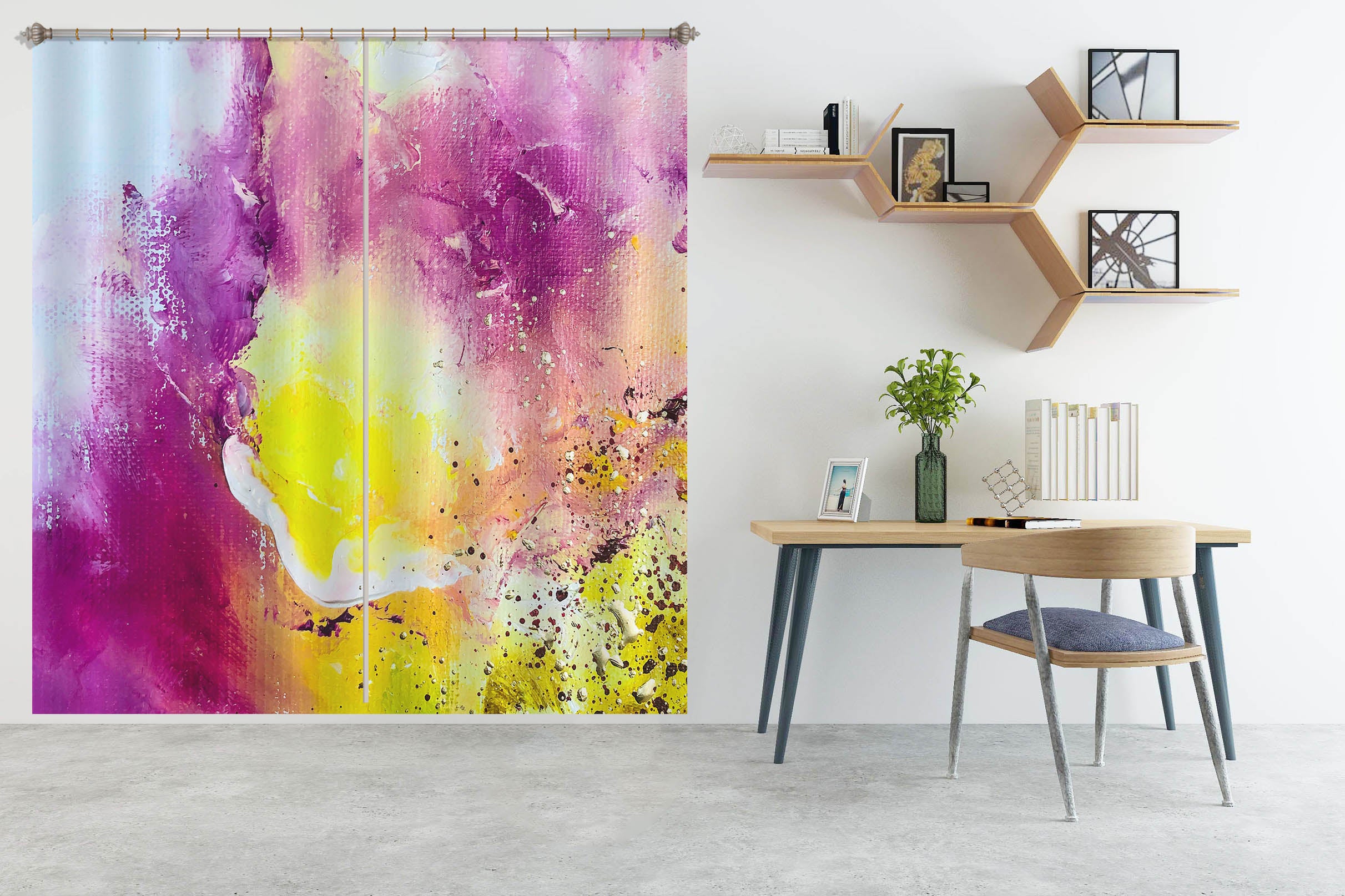 3D Purple Watercolor 2429 Skromova Marina Curtain Curtains Drapes