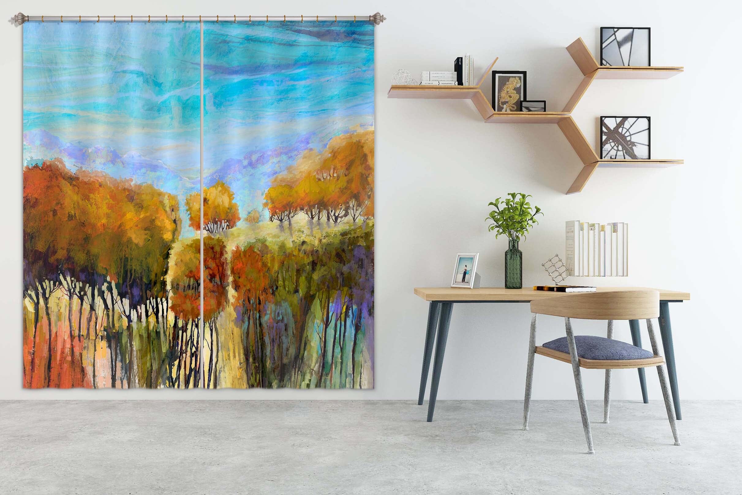 3D Painted Forest 218 Michael Tienhaara Curtain Curtains Drapes Curtains AJ Creativity Home